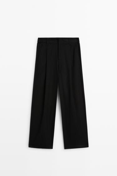 Pinstripe wide-leg pants — BLACK 2