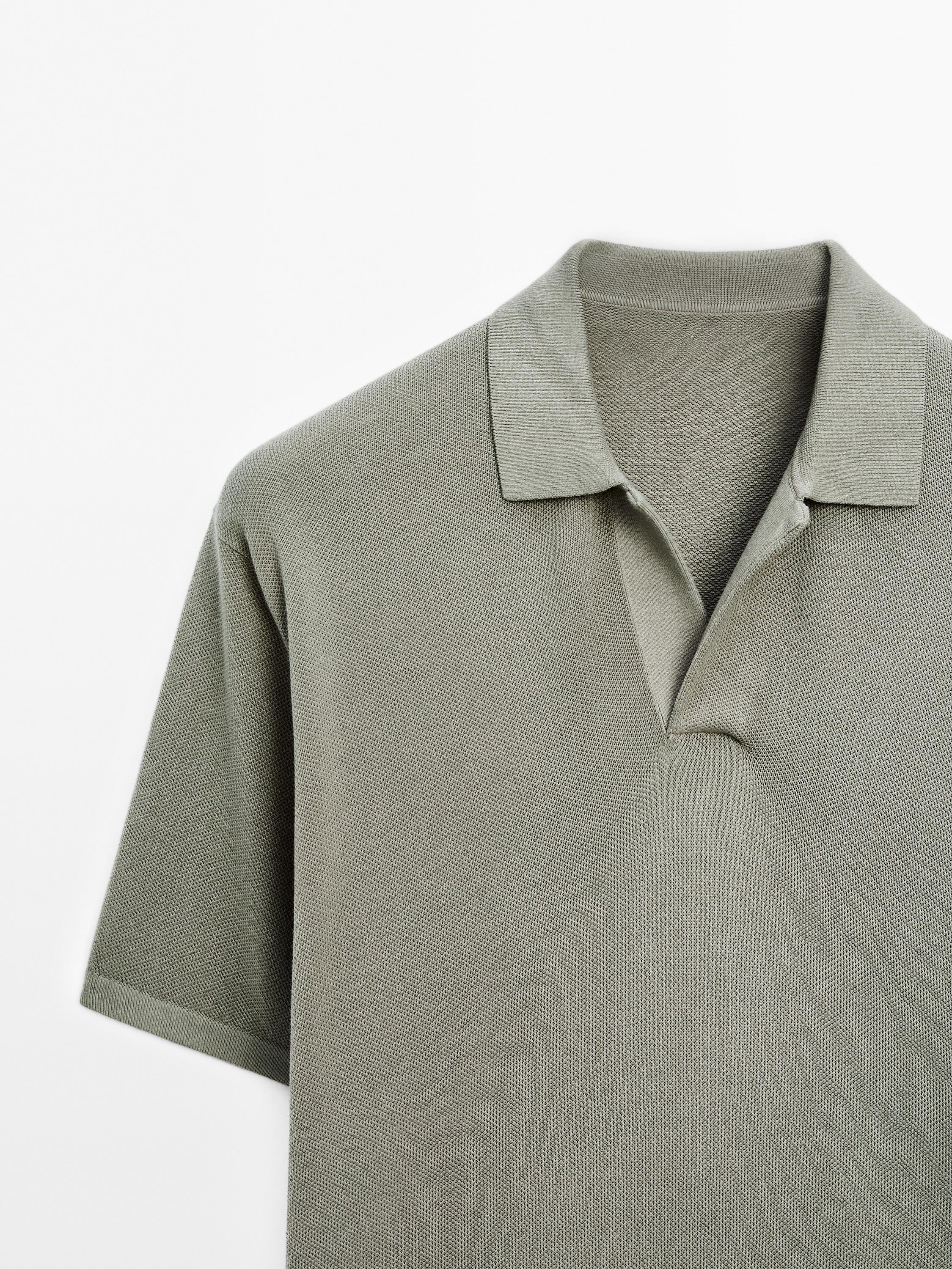 Knit V-neck polo shirt