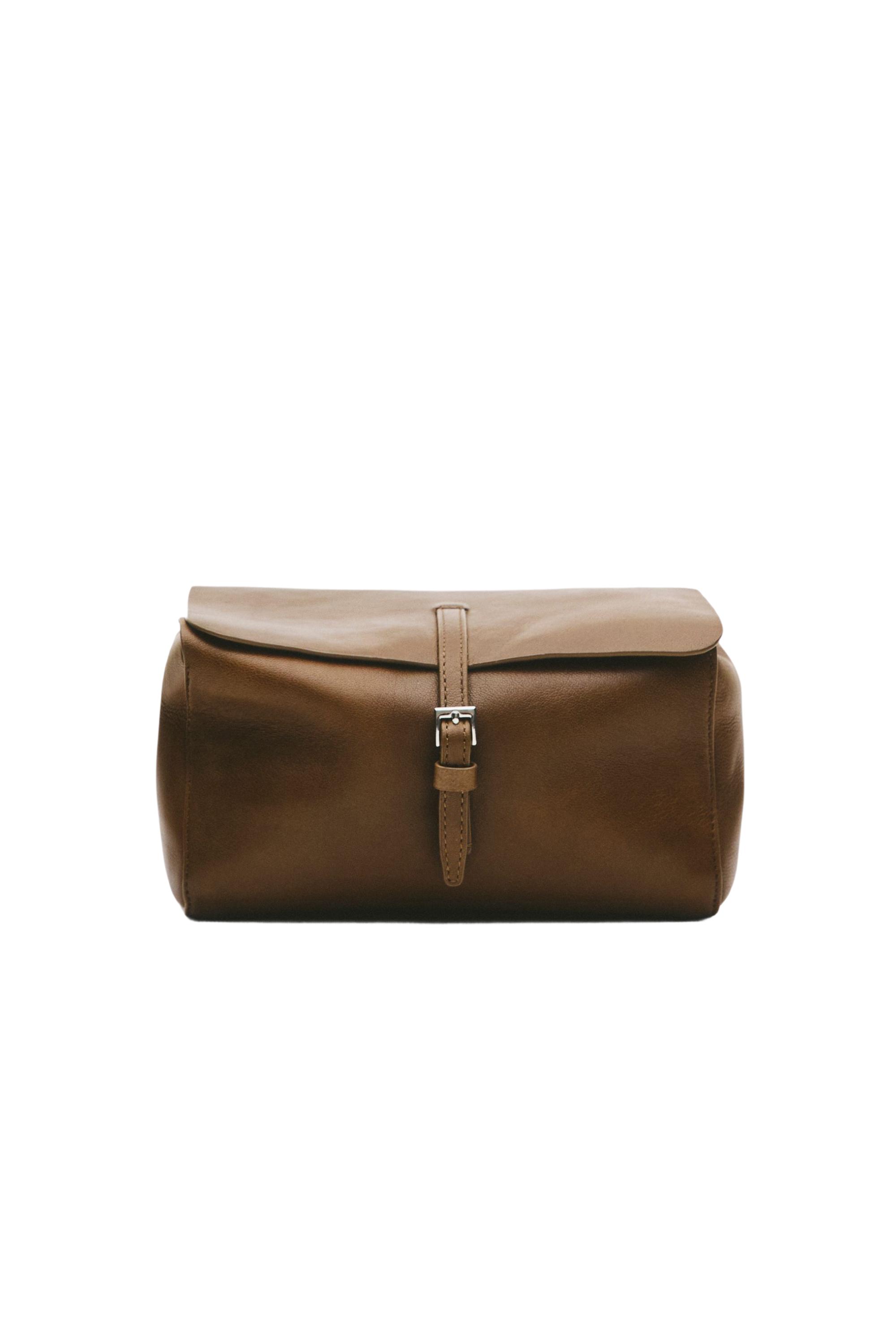 Nappa leather travel toiletry bag — MOLE BROWN