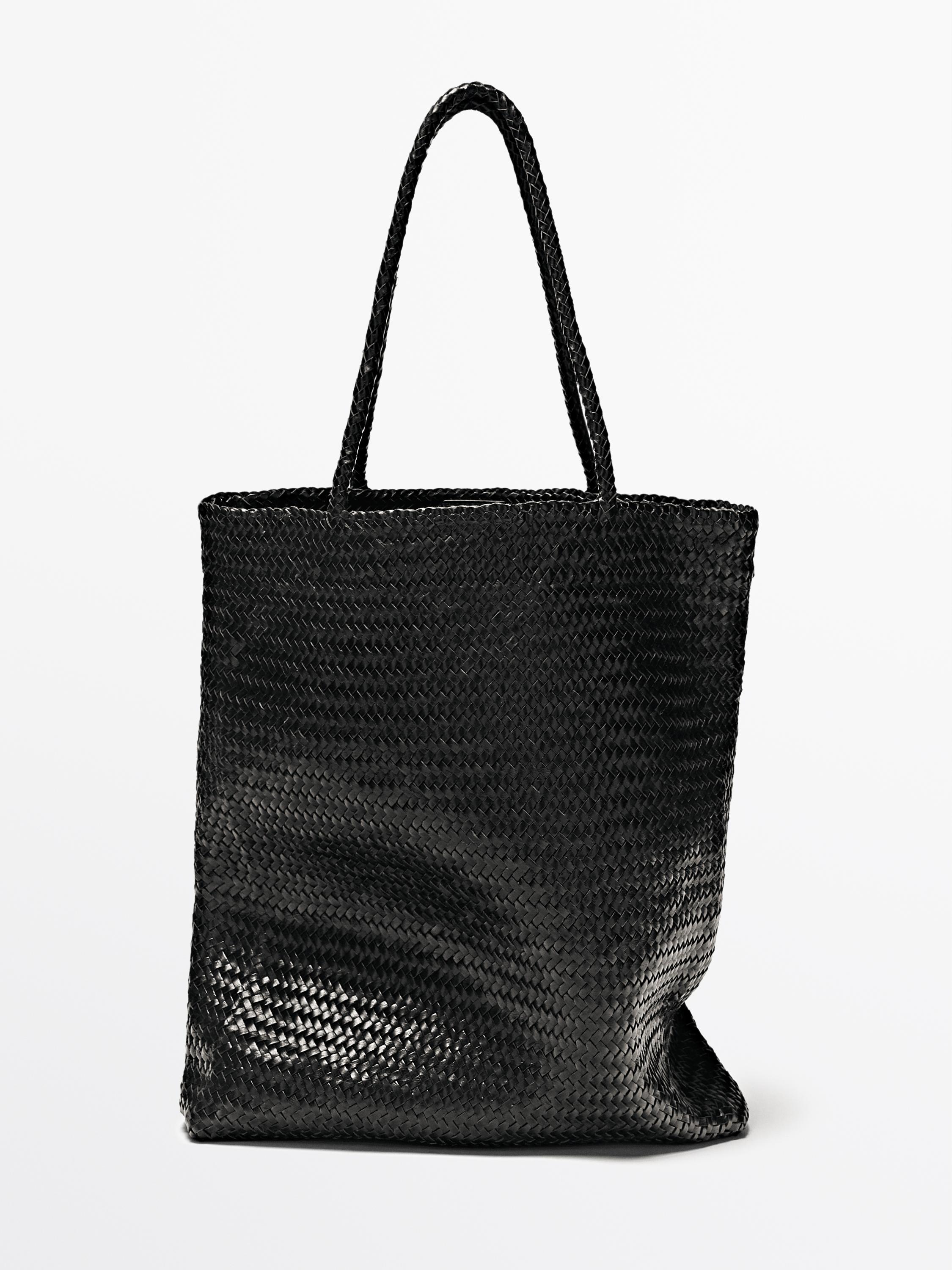 Large woven nappa leather tote bag
