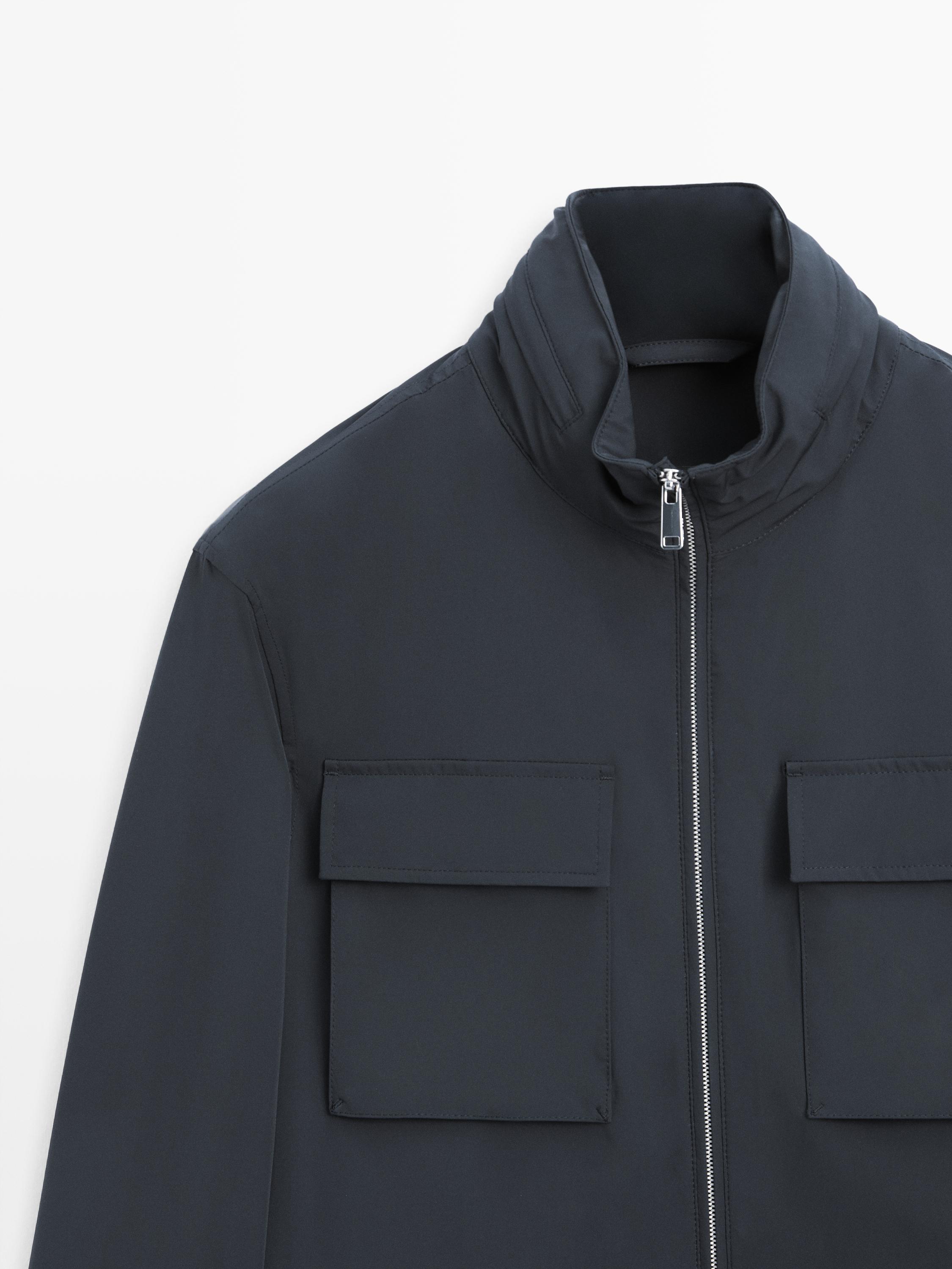 Stretch fabric jacket — NAVY BLUE