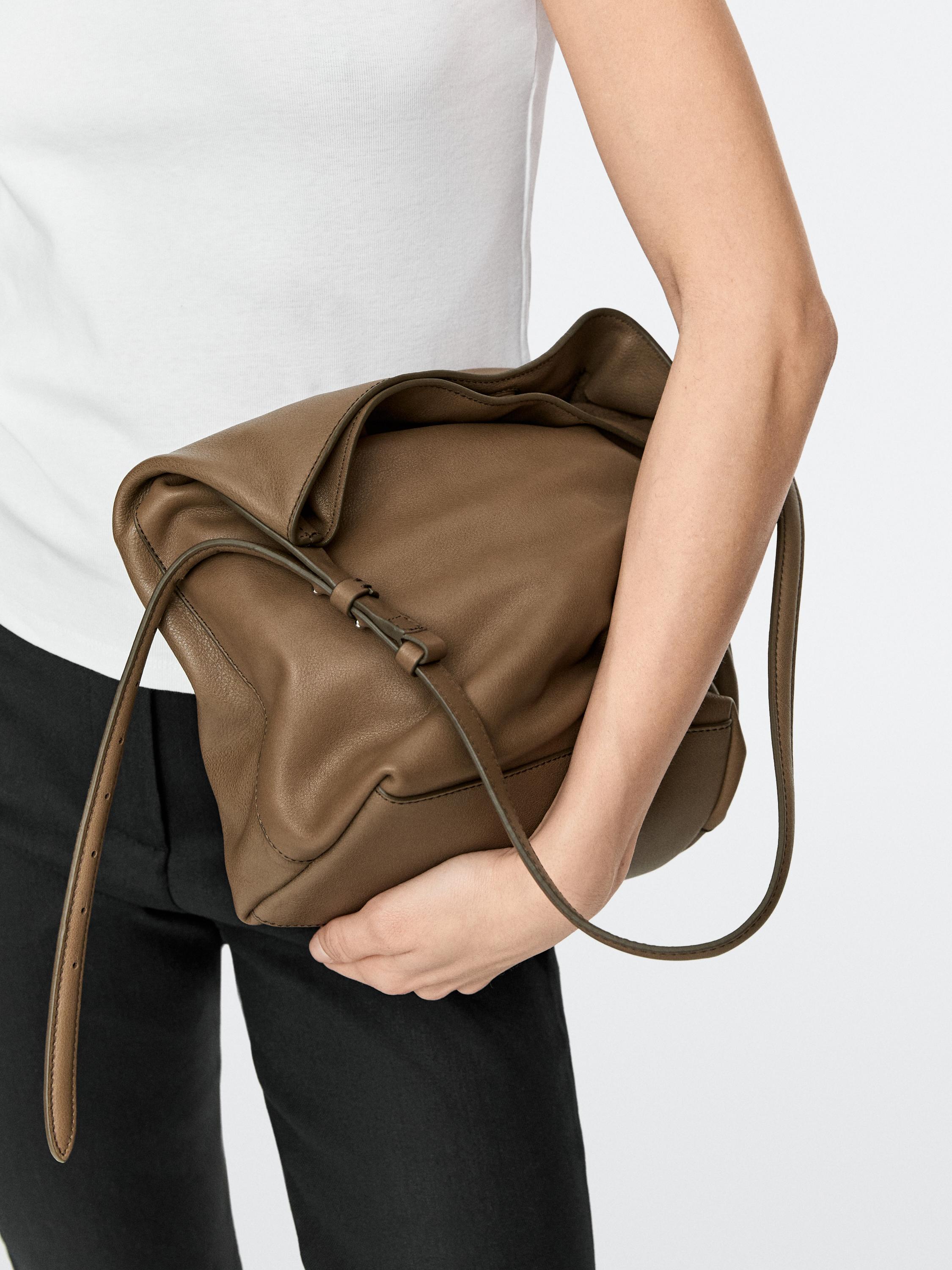 Nappa leather bucket bag — MOLE BROWN