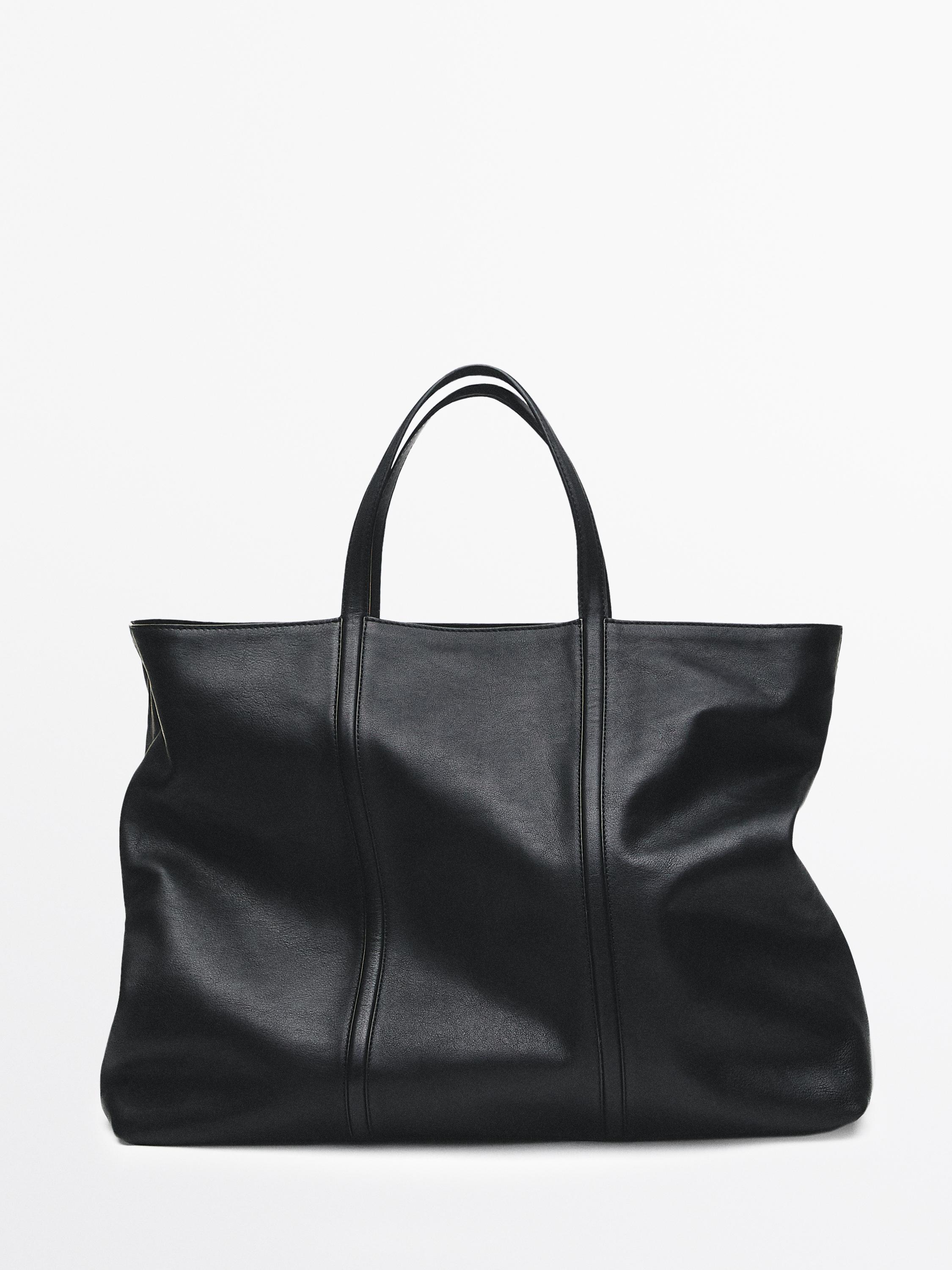Nappa leather tote bag with zip