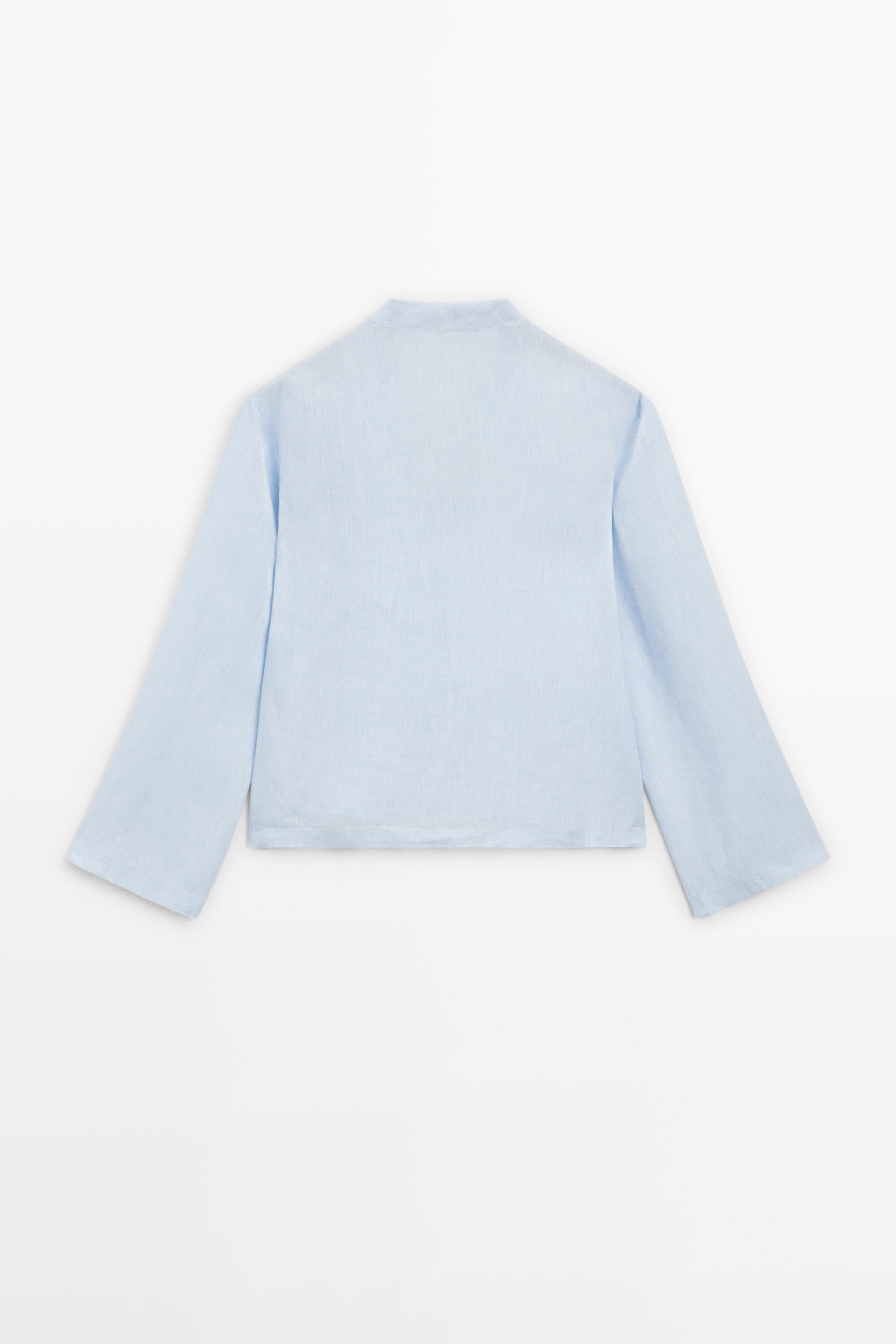 100% linen long sleeve shirt — SKY BLUE