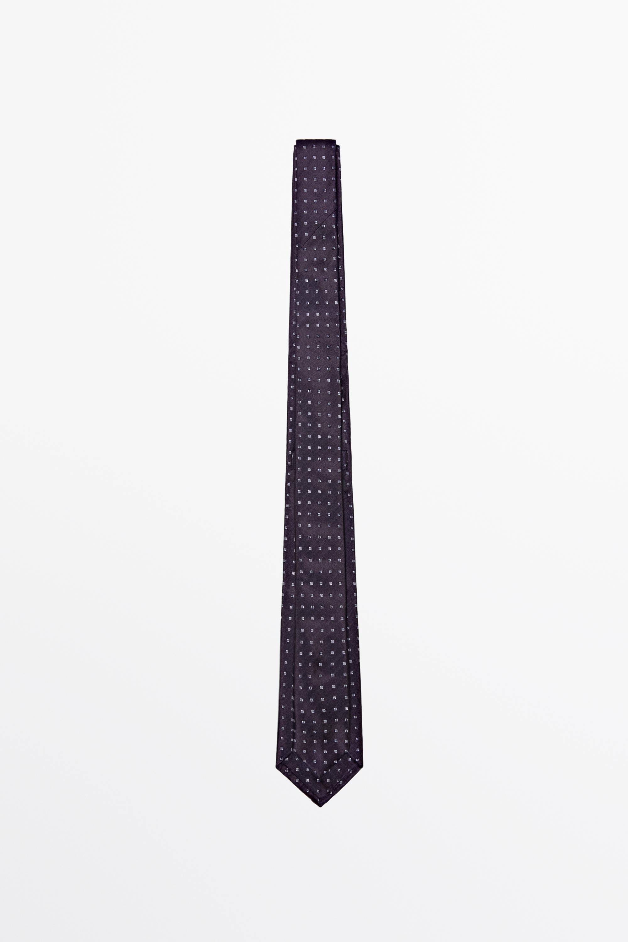100% silk geometric print tie — BURGUNDY