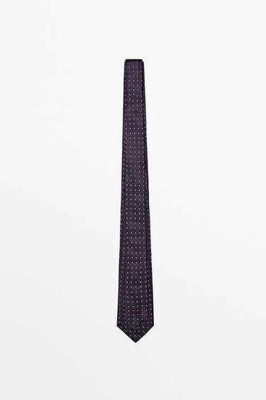100% silk geometric print tie — BURGUNDY 5