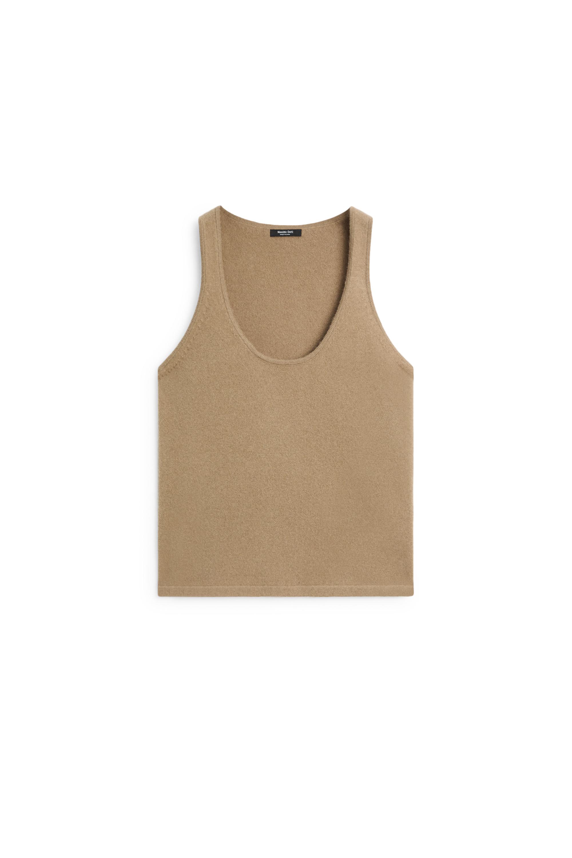 Wool blend knit round neck top — GREENISH