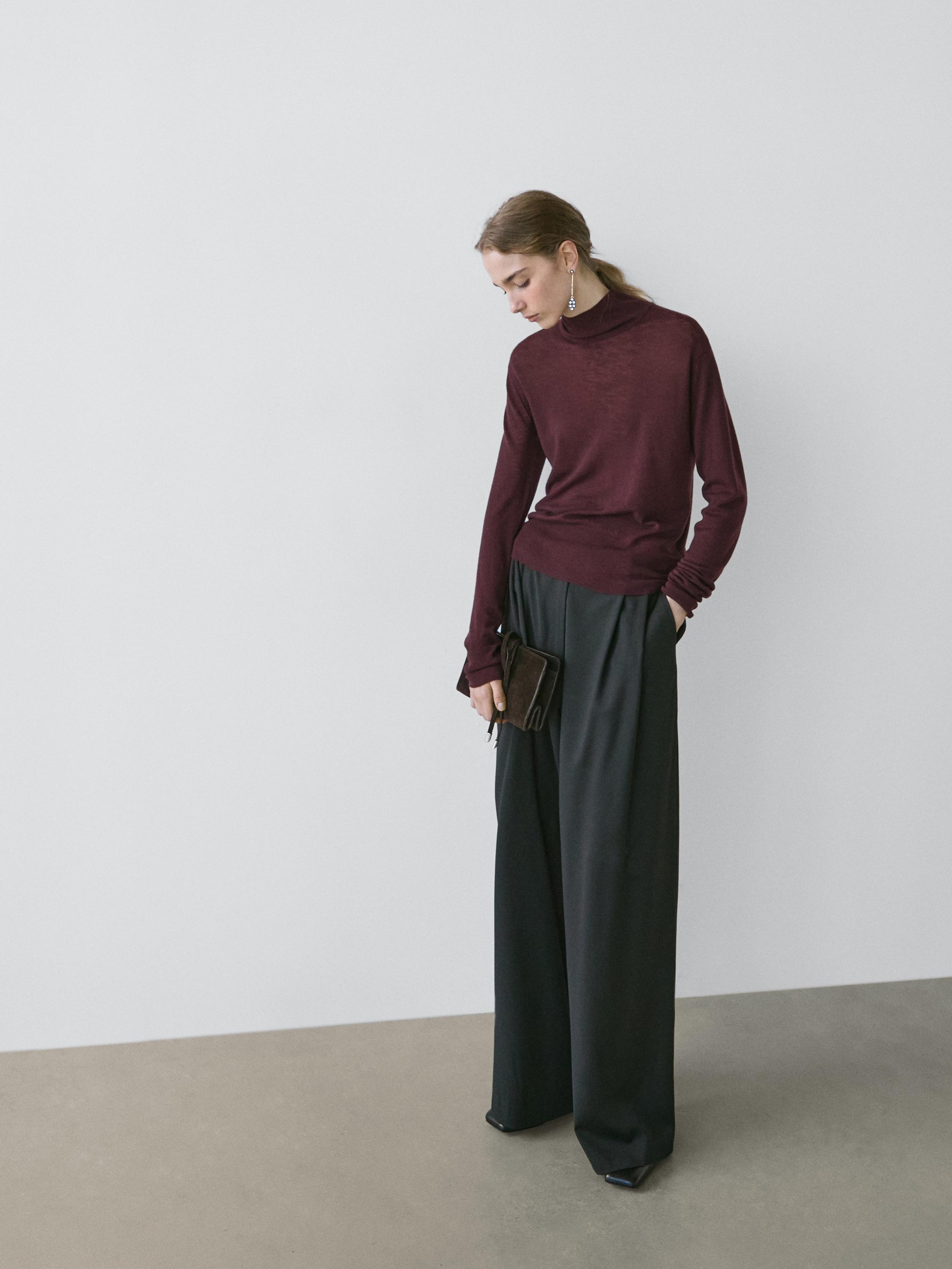 Wide-leg trousers with darts - STUDIO — BLACK