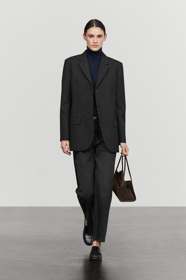Three-button wool blazer — DARK GREY 1