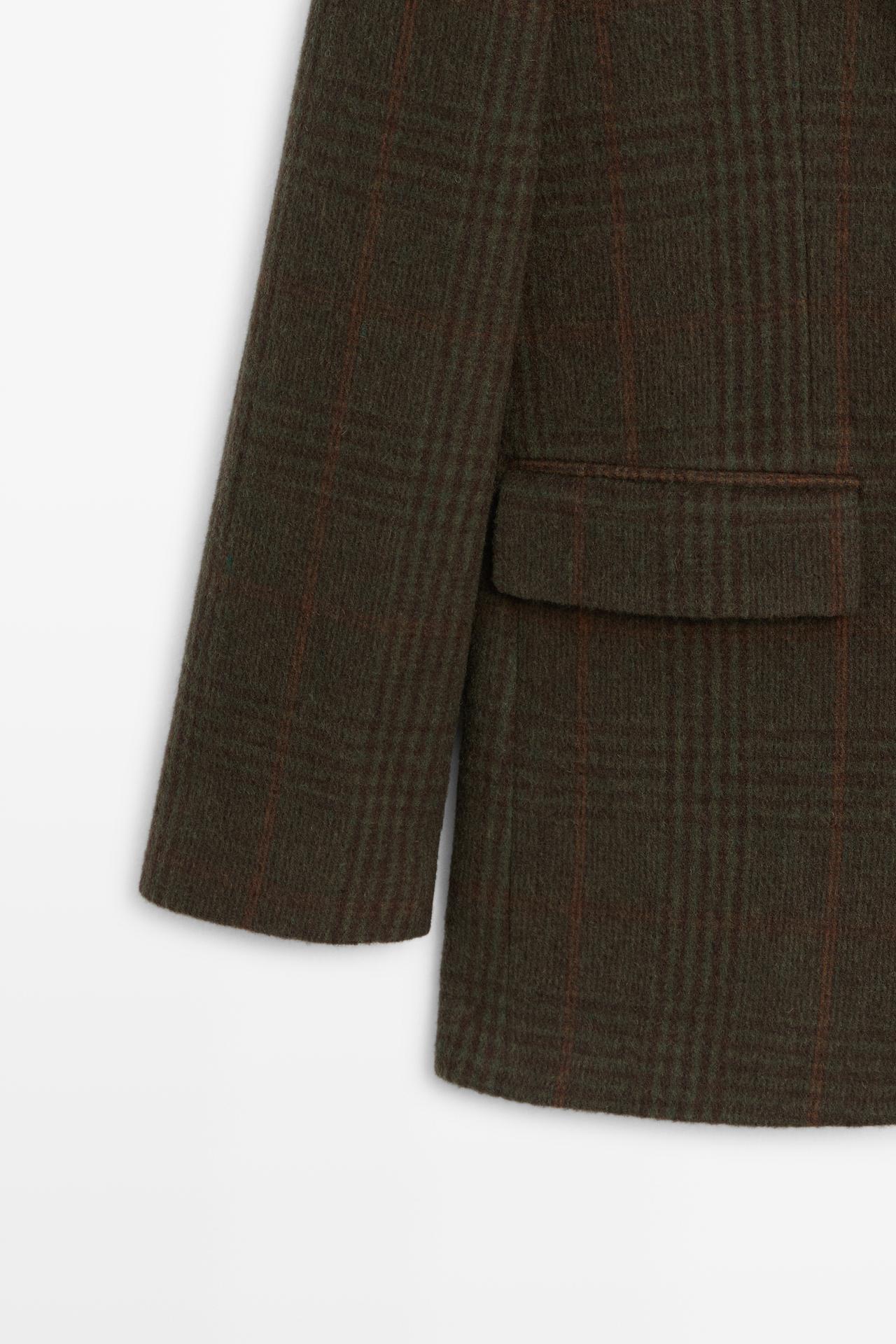 Checked wool blend blazer — MINK