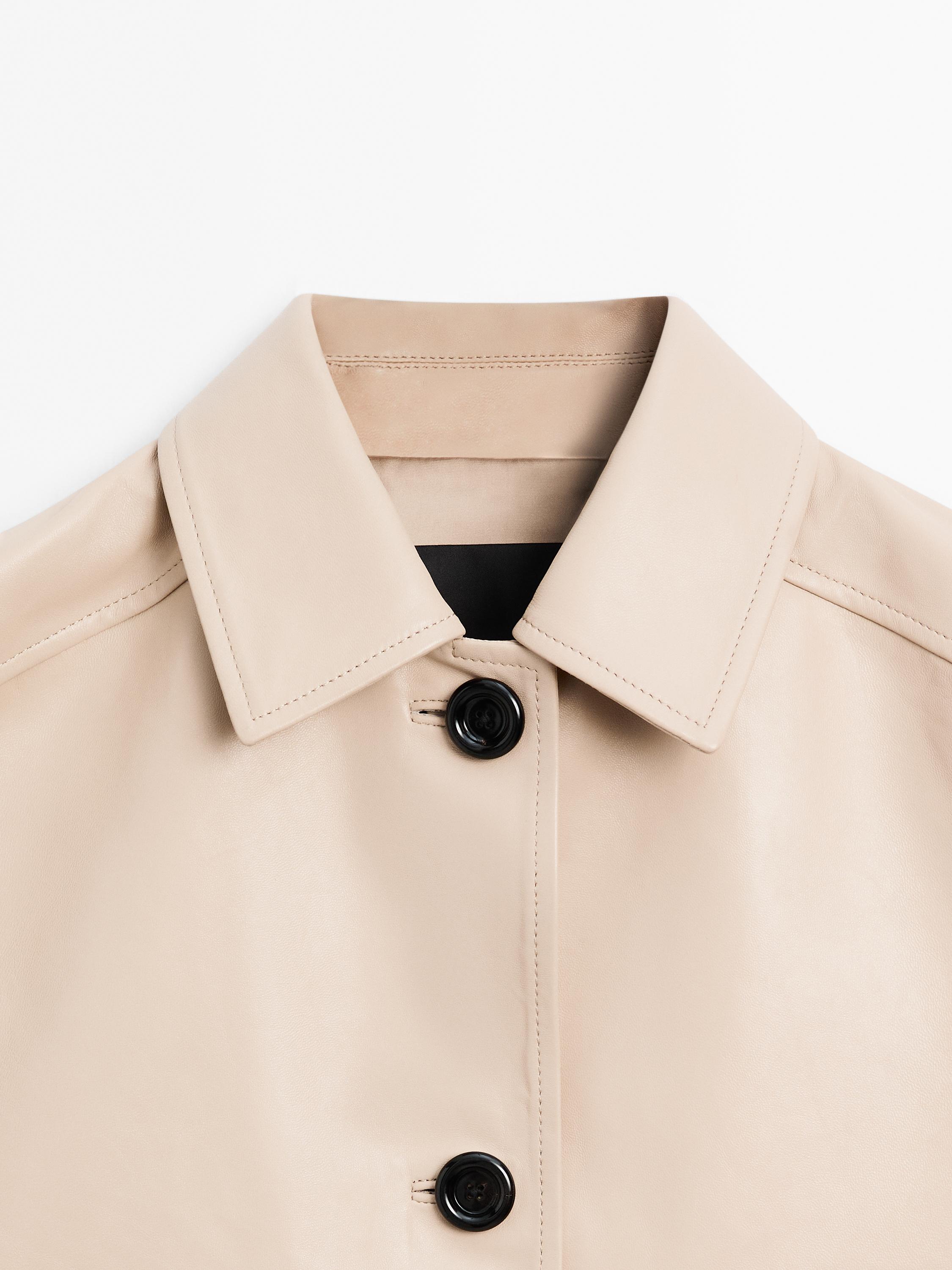 Cropped nappa leather jacket