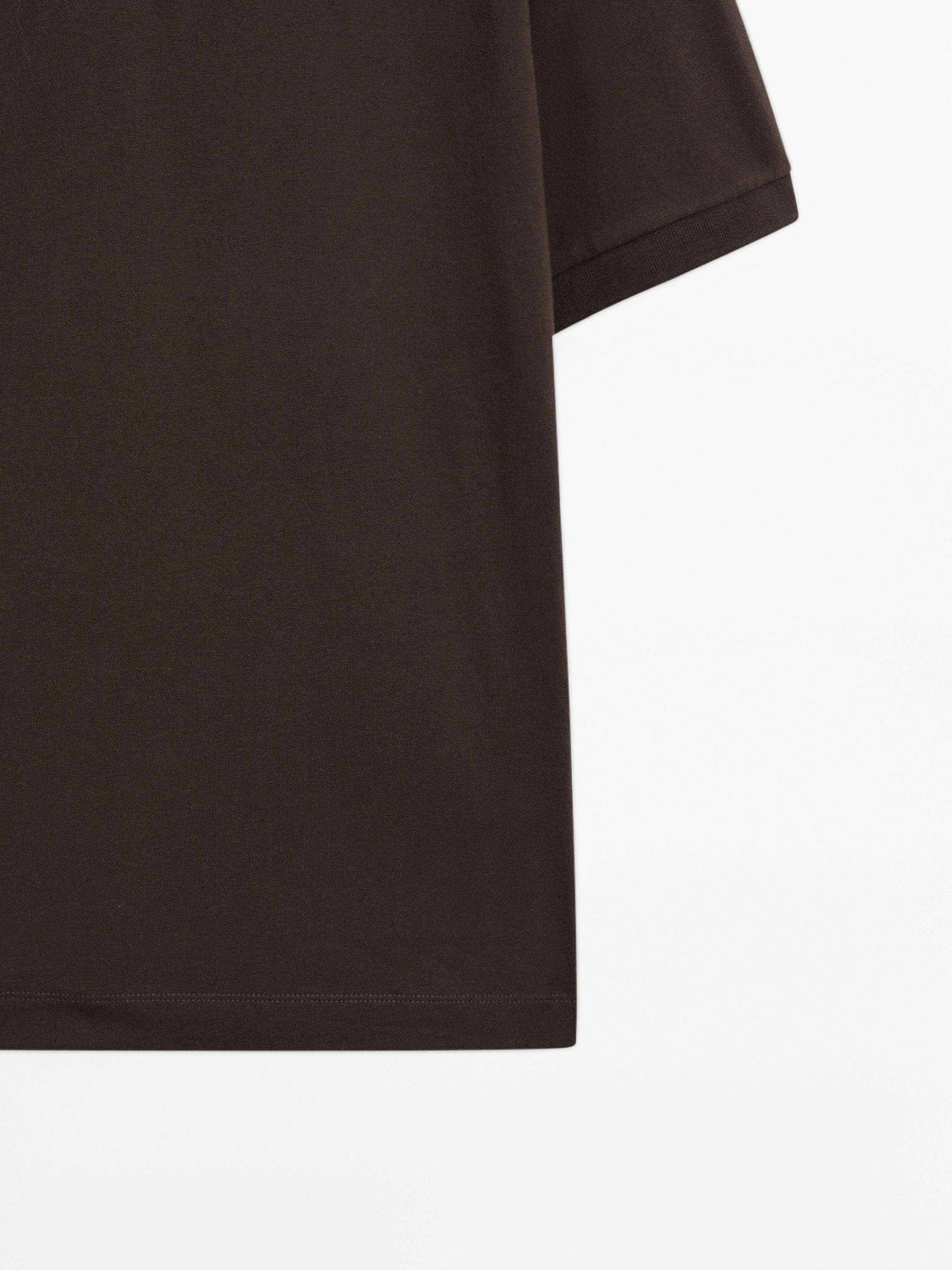Cotton blend polo shirt with snap button