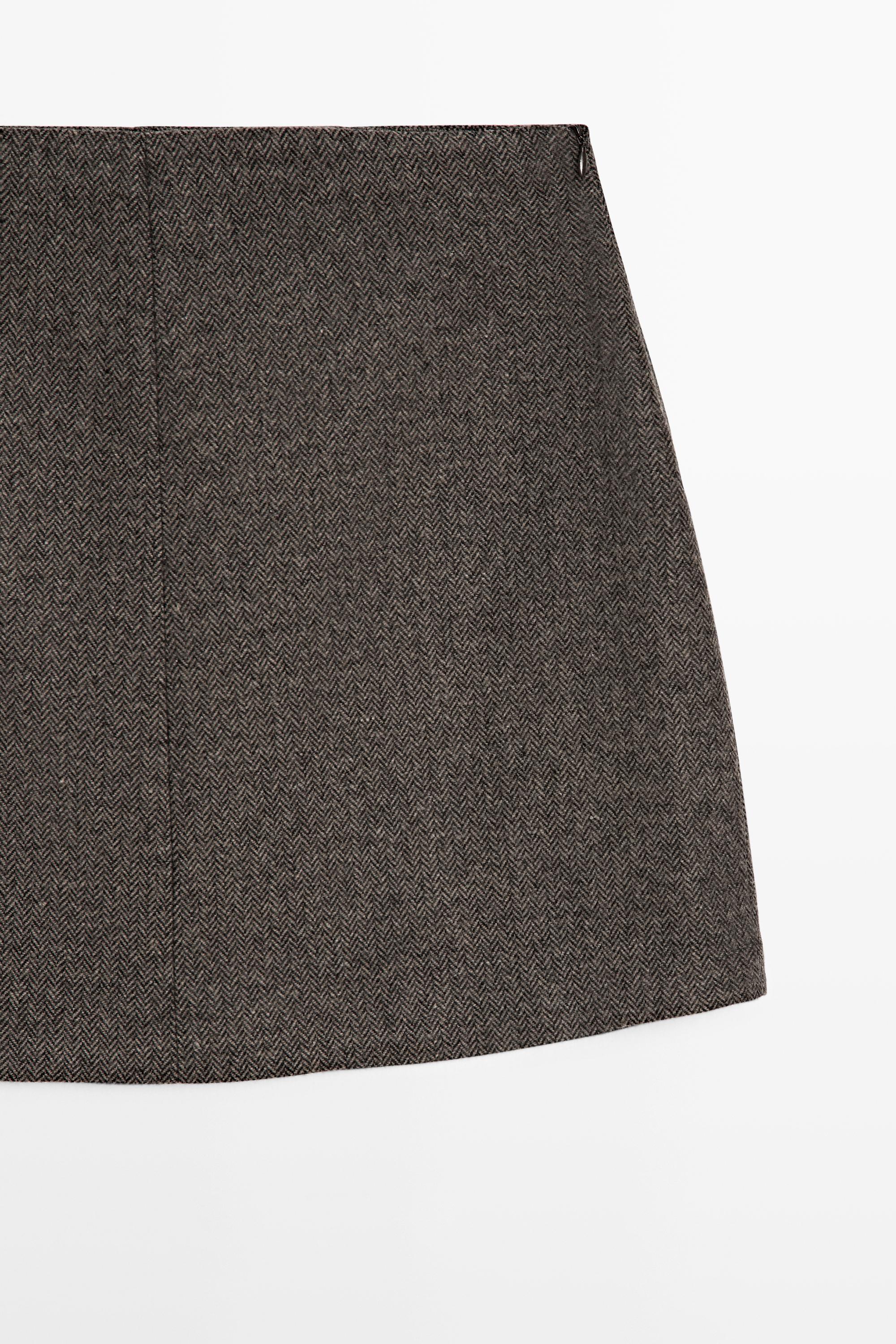 Wool blend mini skirt — Chocolate