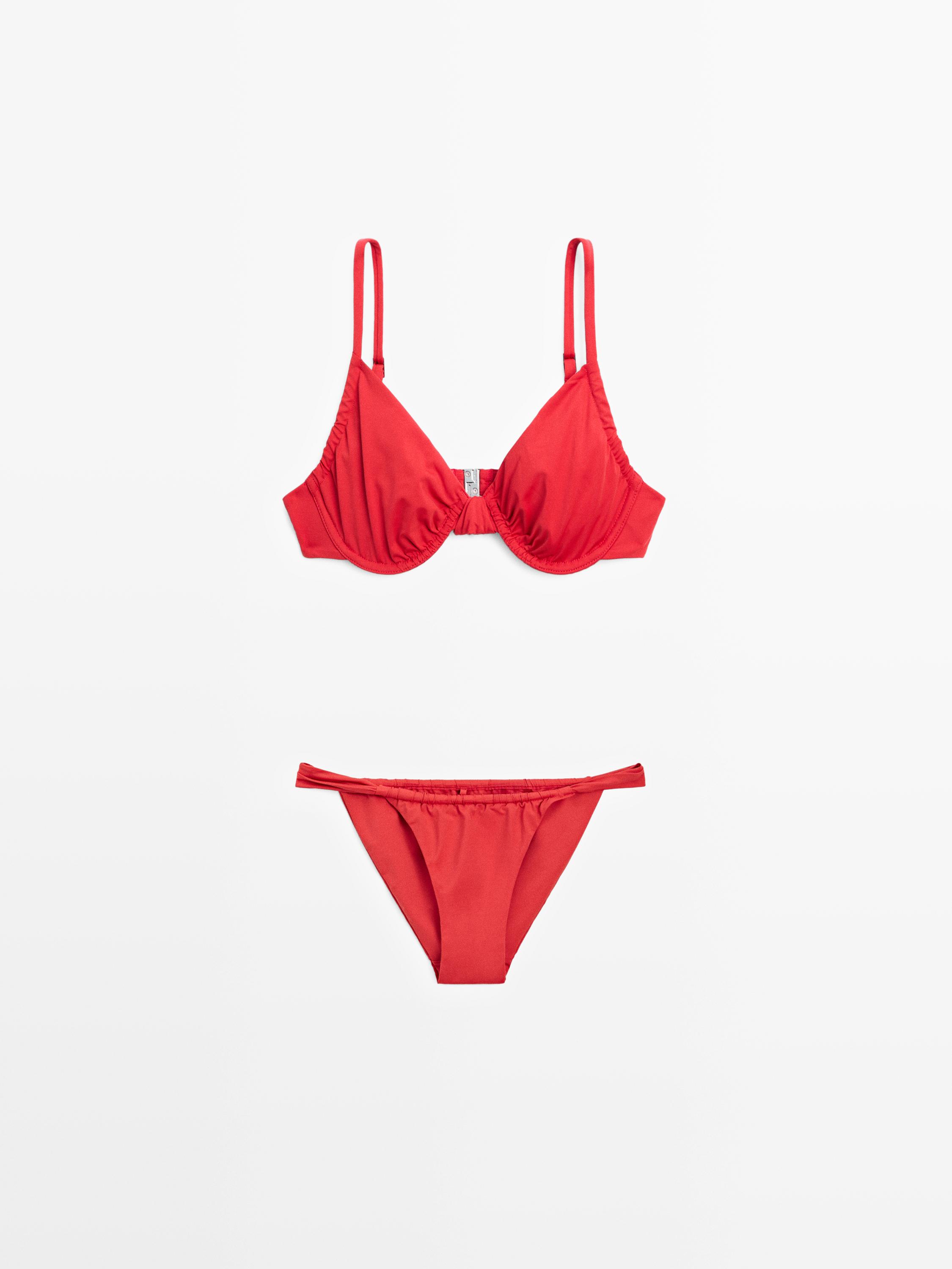 Gathered bikini bottoms — BRIGHT RED