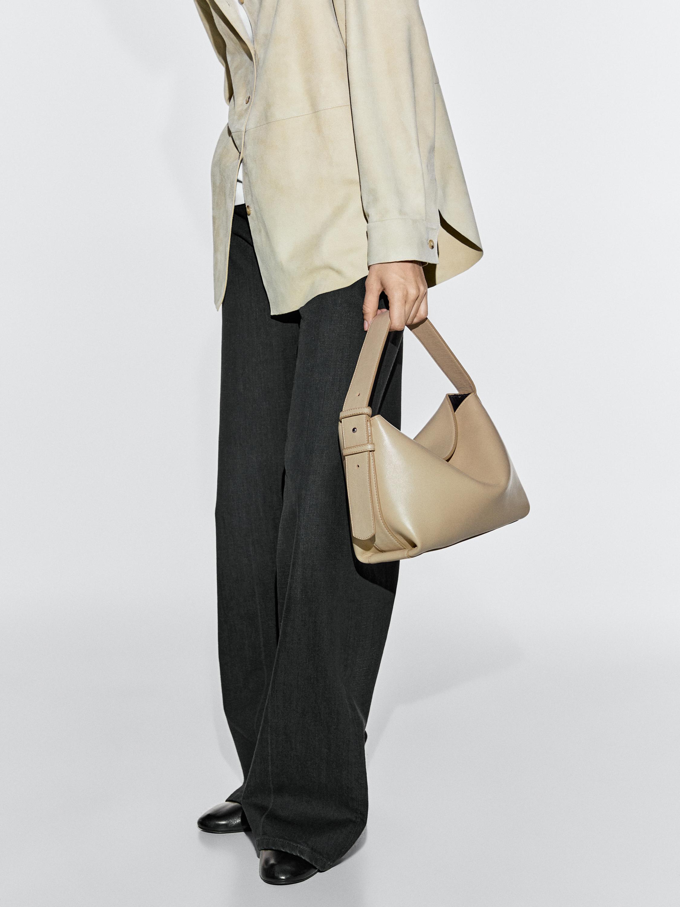 Small nappa leather shoulder bag — SAND