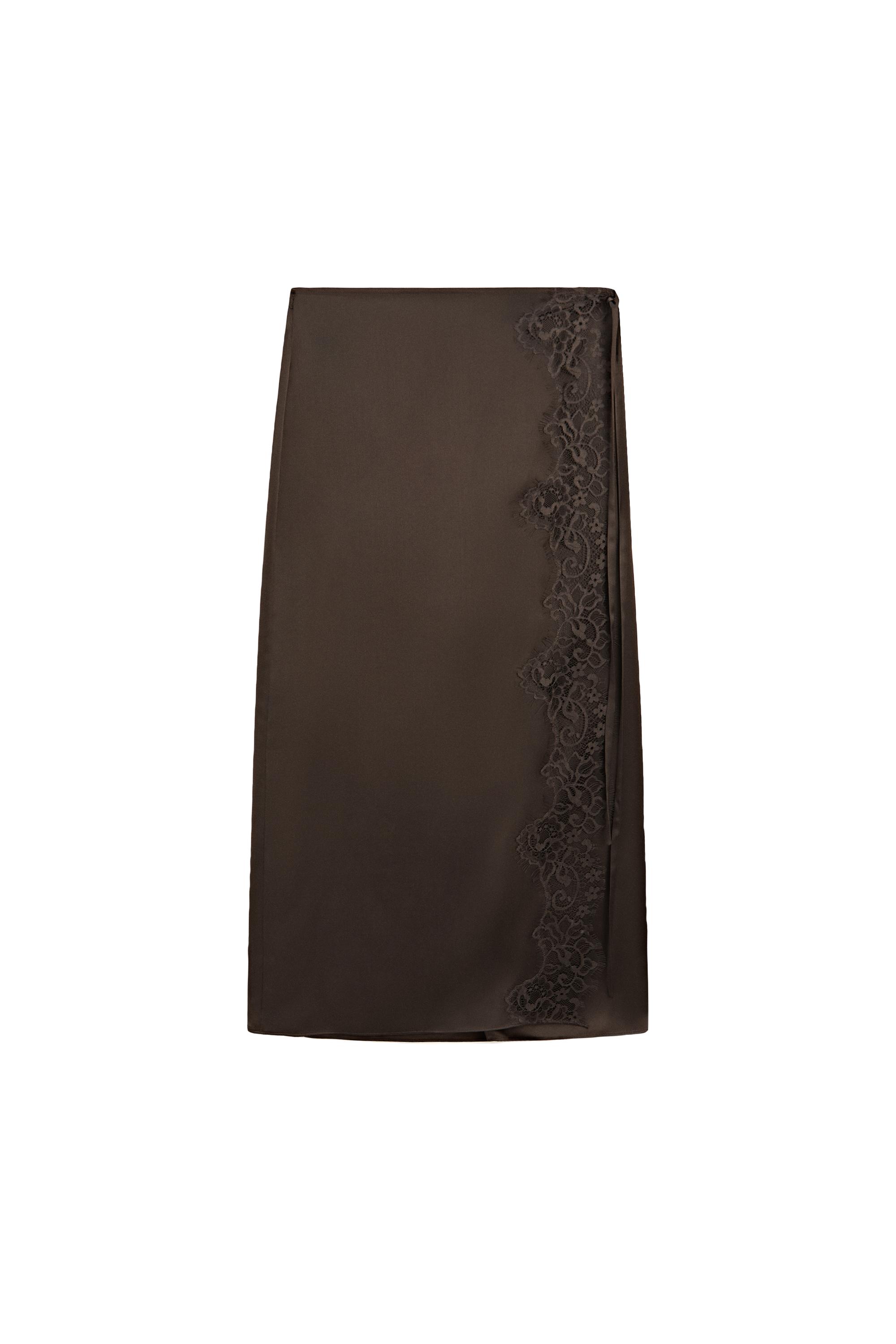 100% silk lace-detail pareo skirt