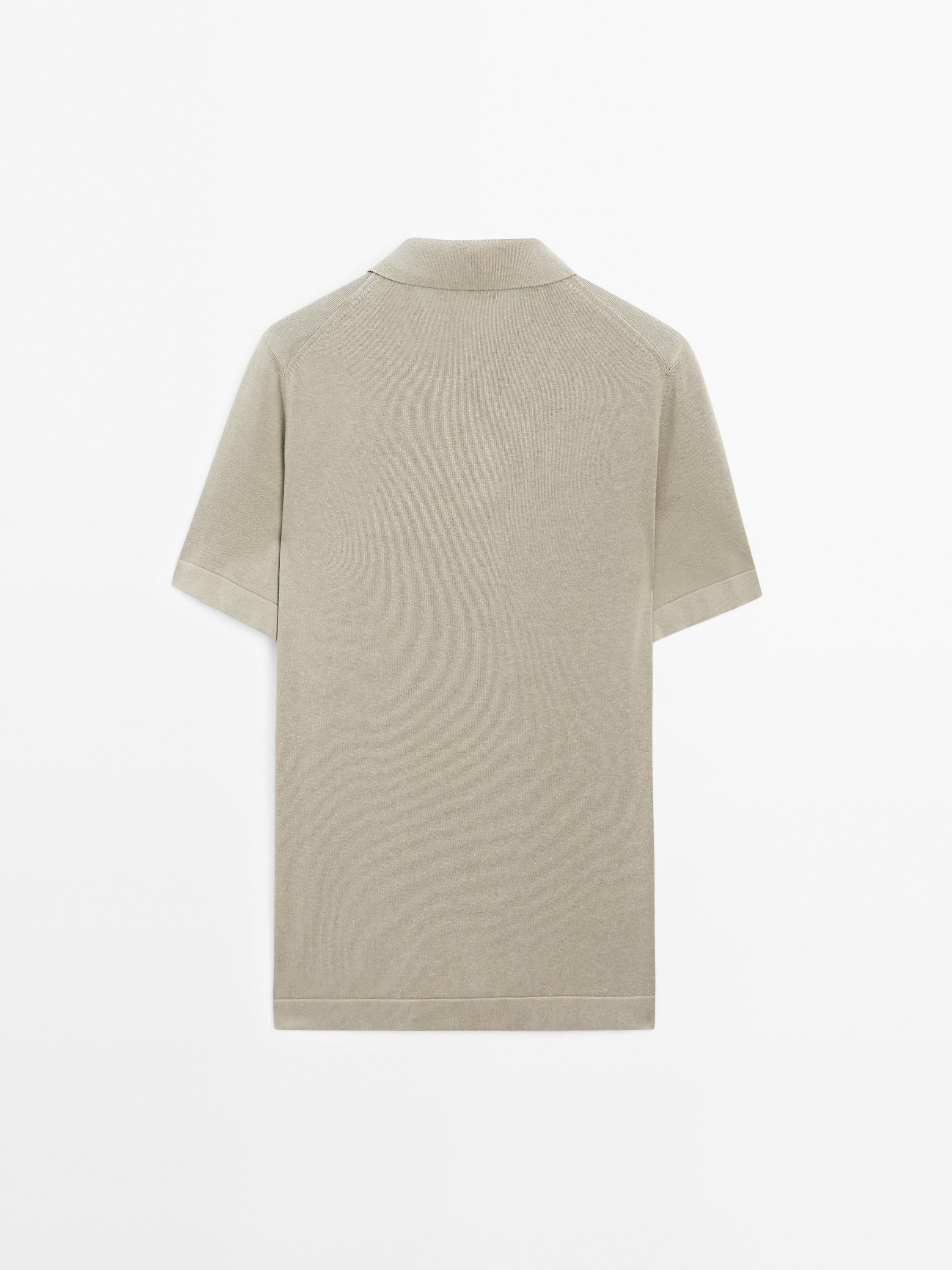 Short sleeve cotton blend cardigan
