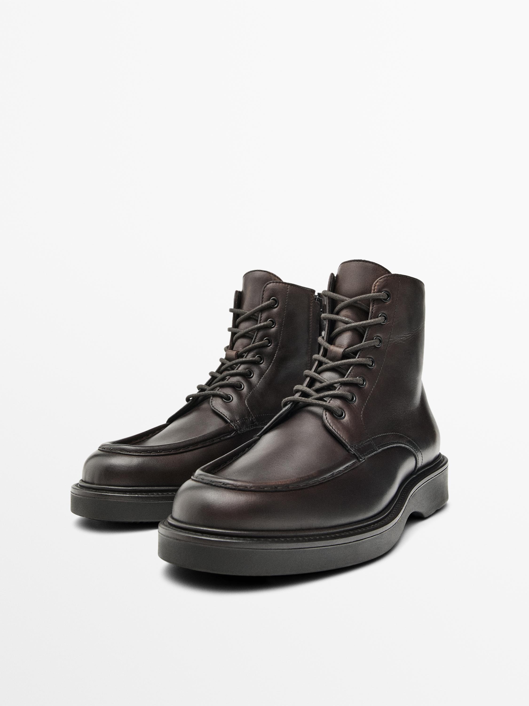 Støvletter i nappa med kantsøm