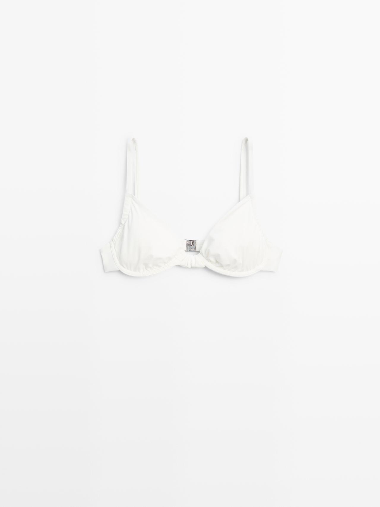 Massimo Dutti - Dame - Bikini-Bh Med Bøjle Og Rynker - Råhvid - Xs