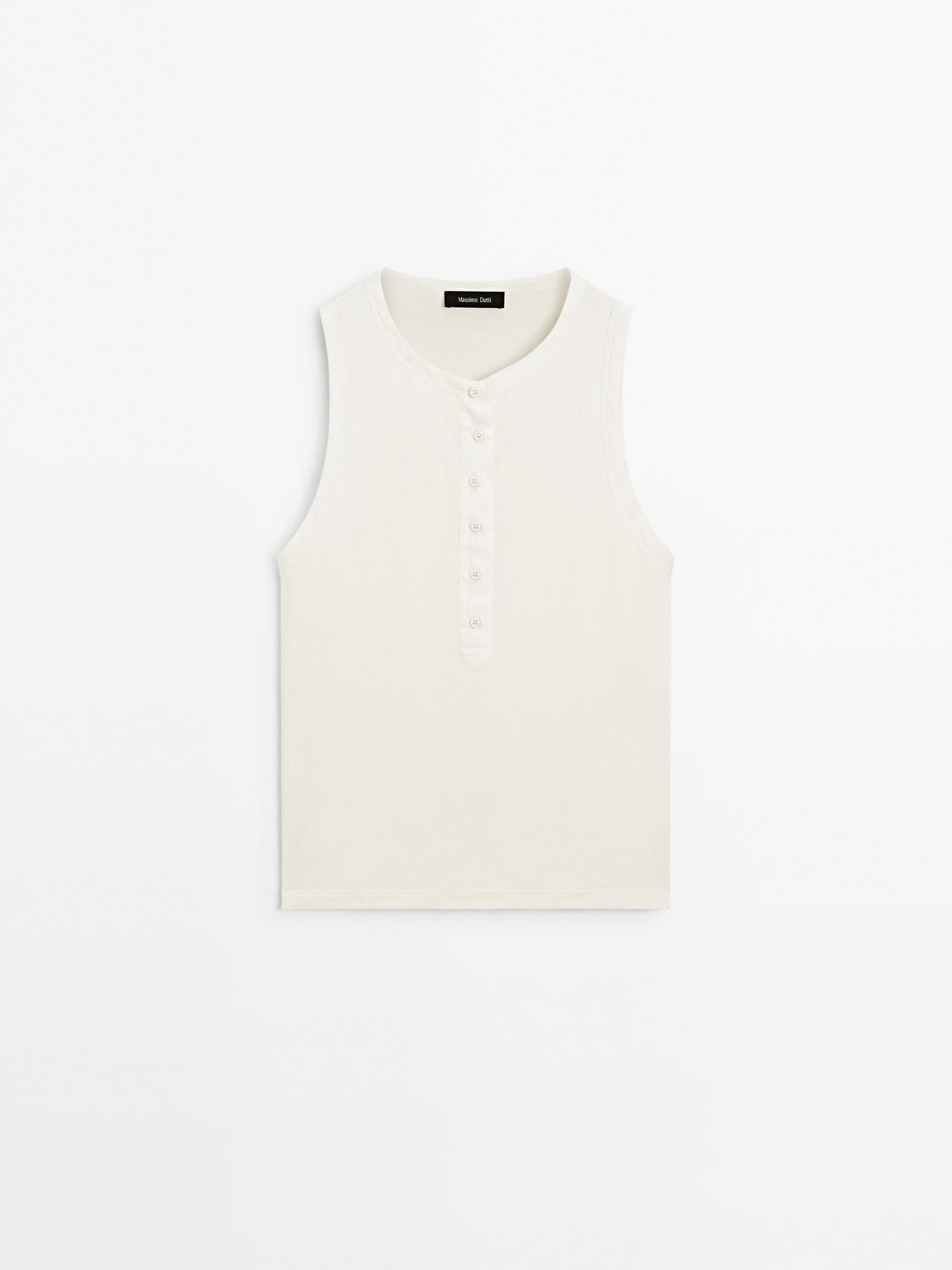 Massimo Dutti - Dames - Top Met Combi Bies - Ecru - S