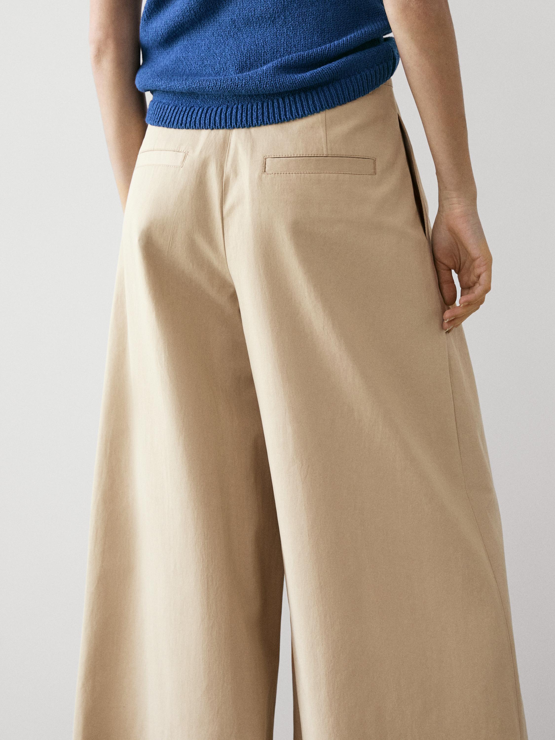 Flowy cropped pants — SAND