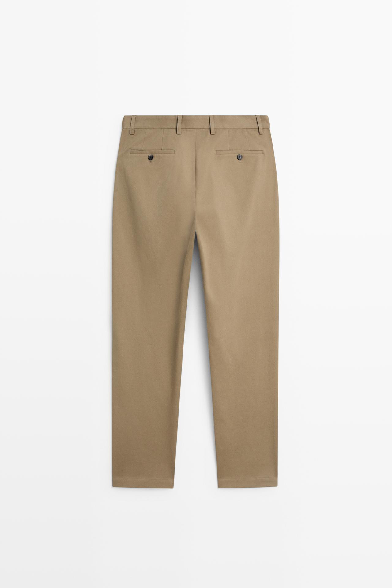 Cotton blend straight-leg pants — MINK