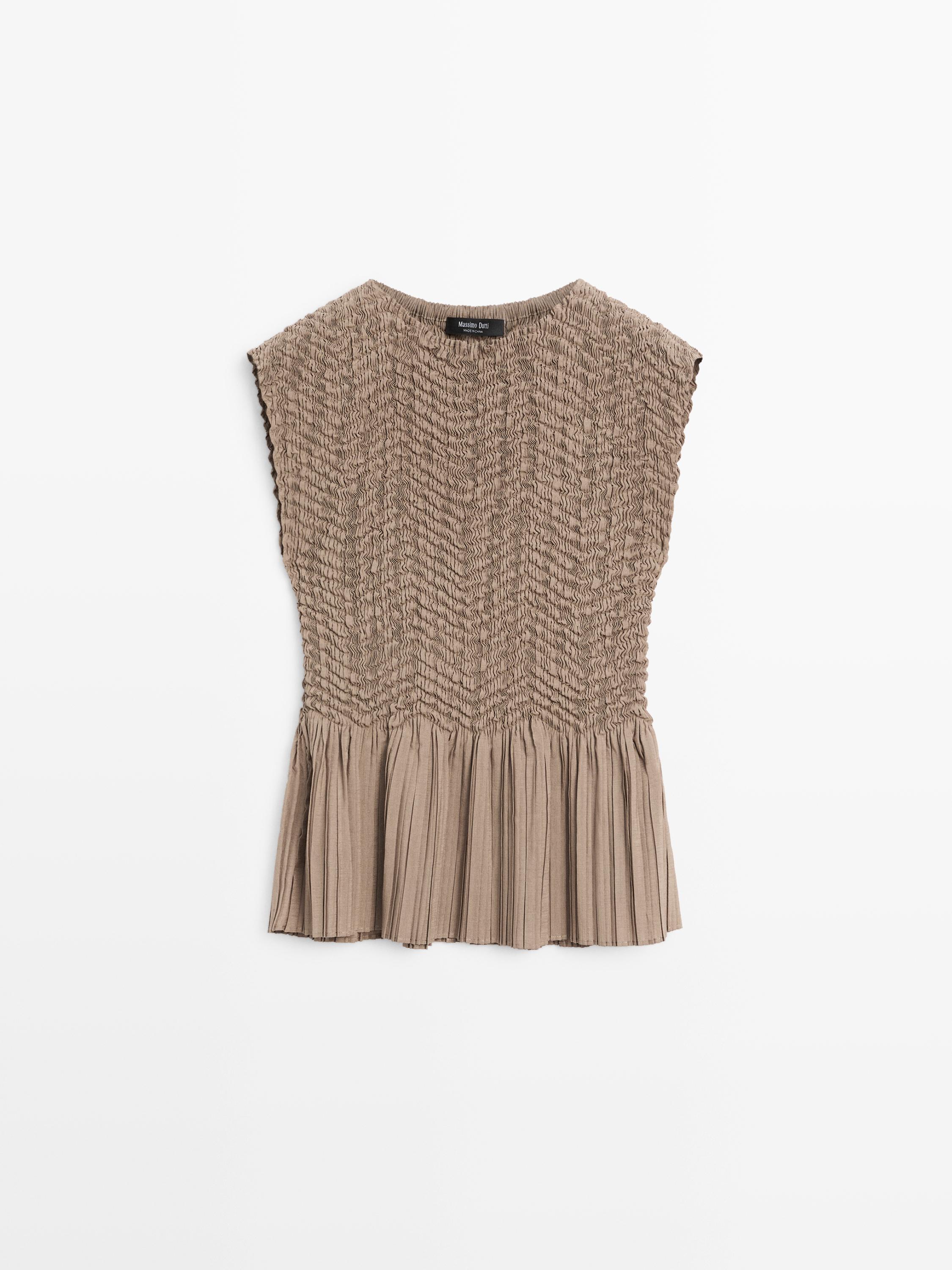 Embellished pleated top