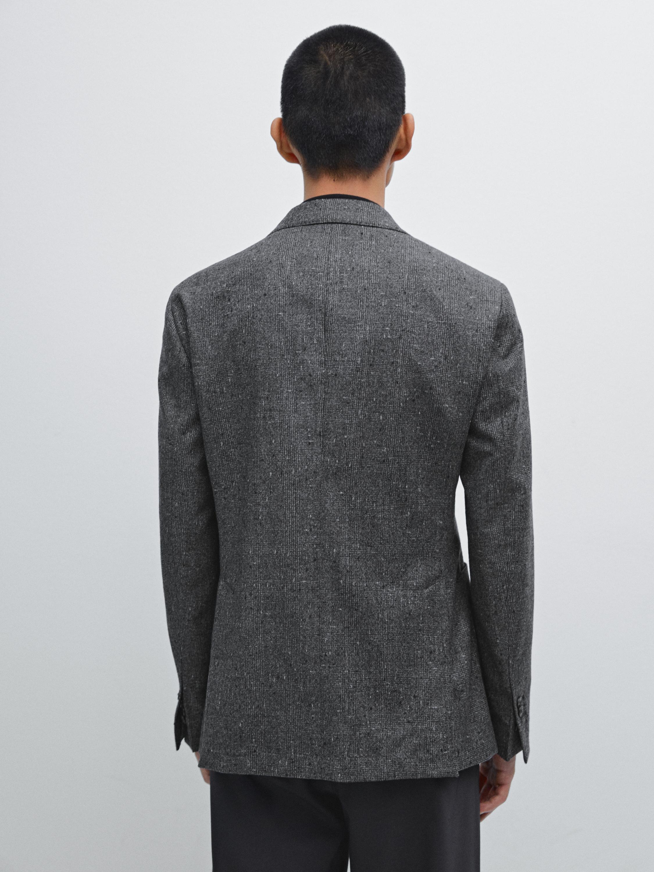 Karierter Blazer aus Wollgemisch mit Strukturmuster