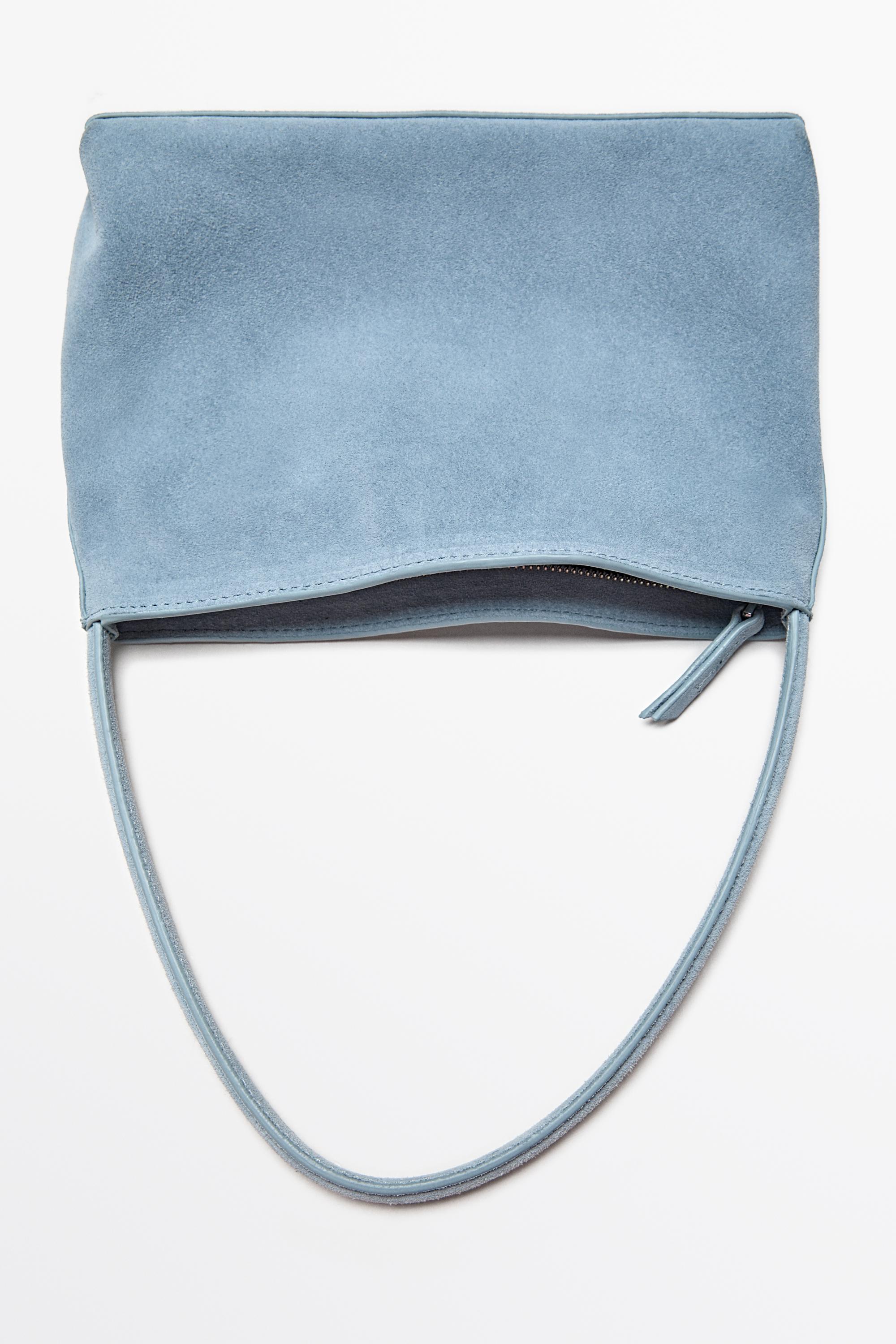 Split suede leather shoulder bag — Light blue