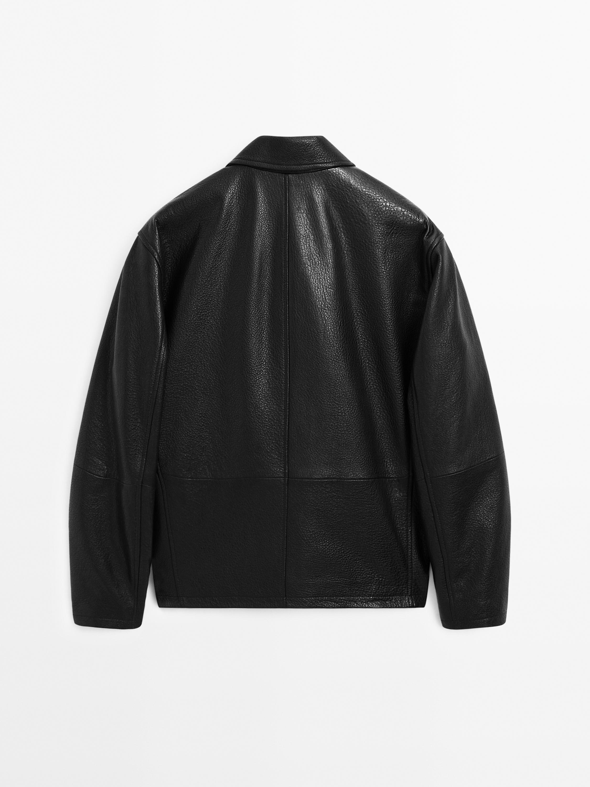 Crackled nappa leather jacket