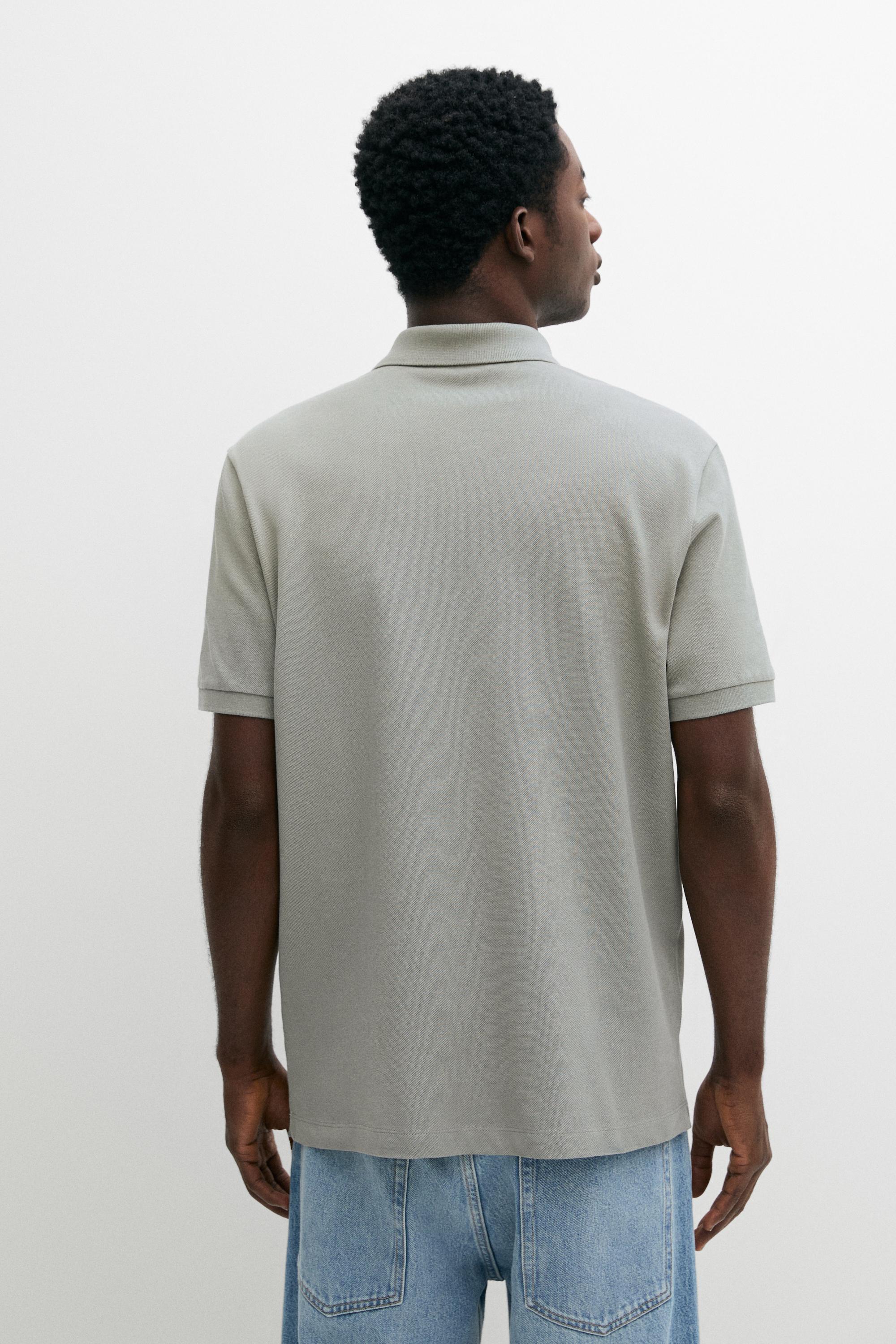 Micro-textured cotton piqué polo shirt — Sea green