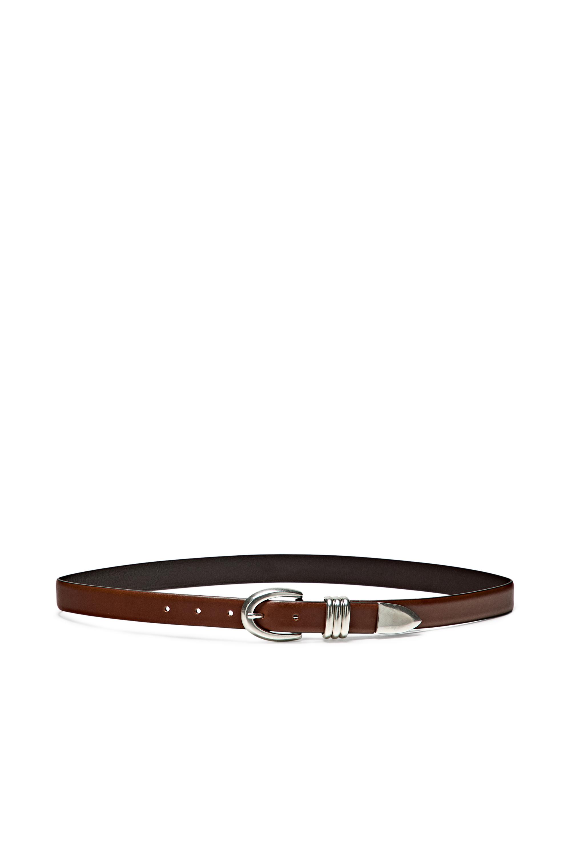 Nappa leather belt with metal detail — LEATHER