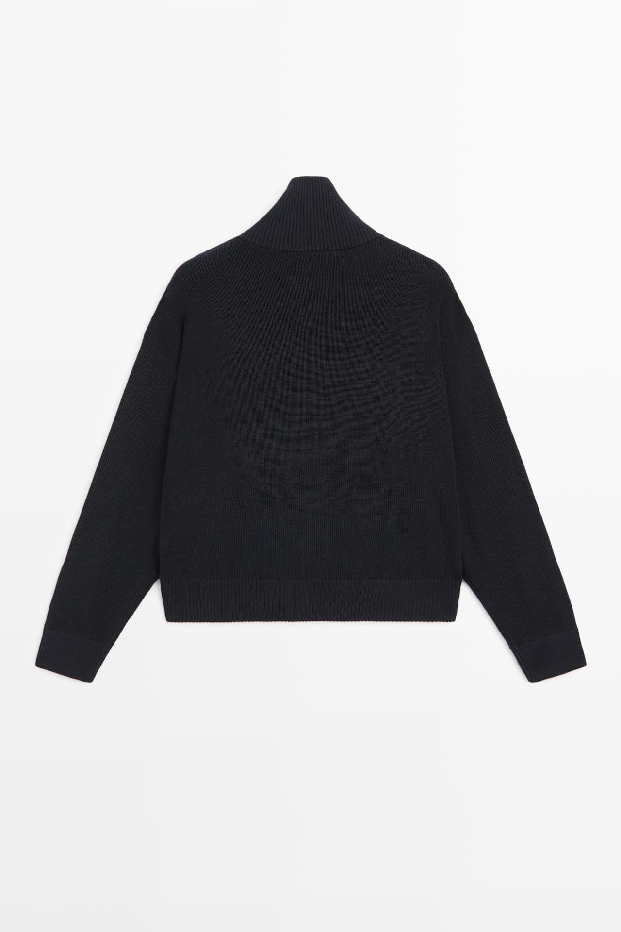 Contrast Suede leather jacket — NAVY BLUE