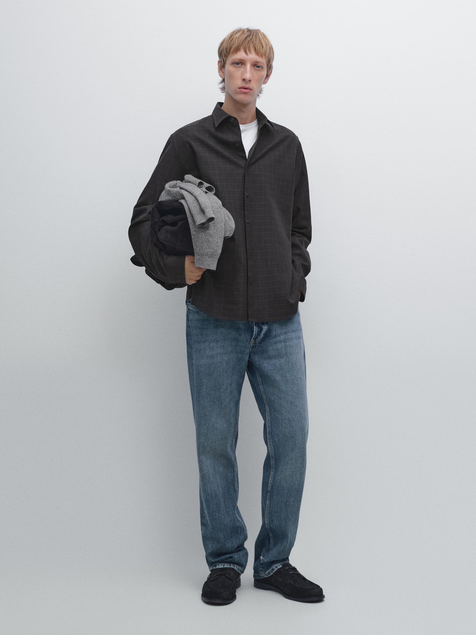 Chemise À Carreaux Regular Fit - Gris - Xxl - Massimo Dutti - Homme