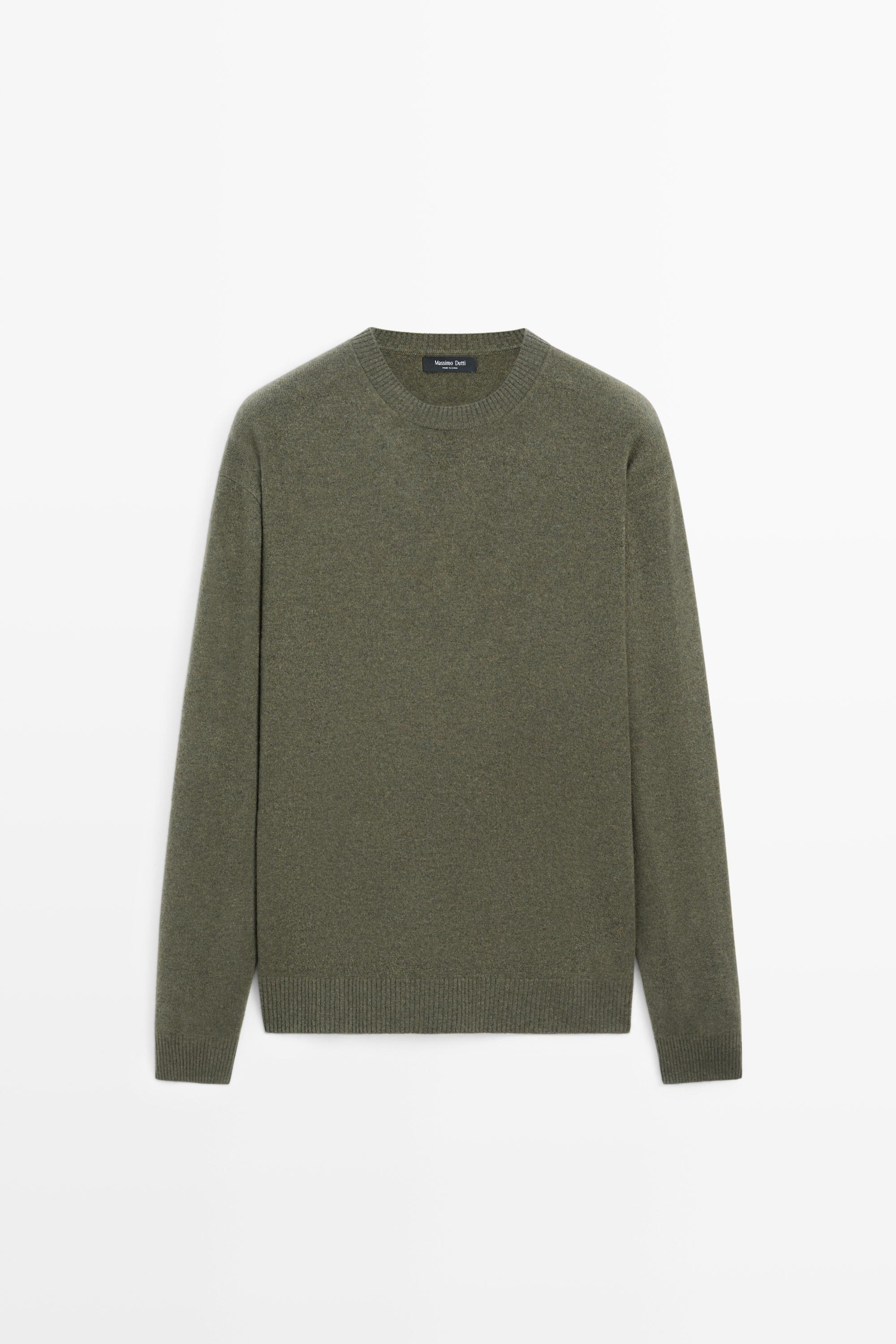 Wool blend round neck knit sweater
