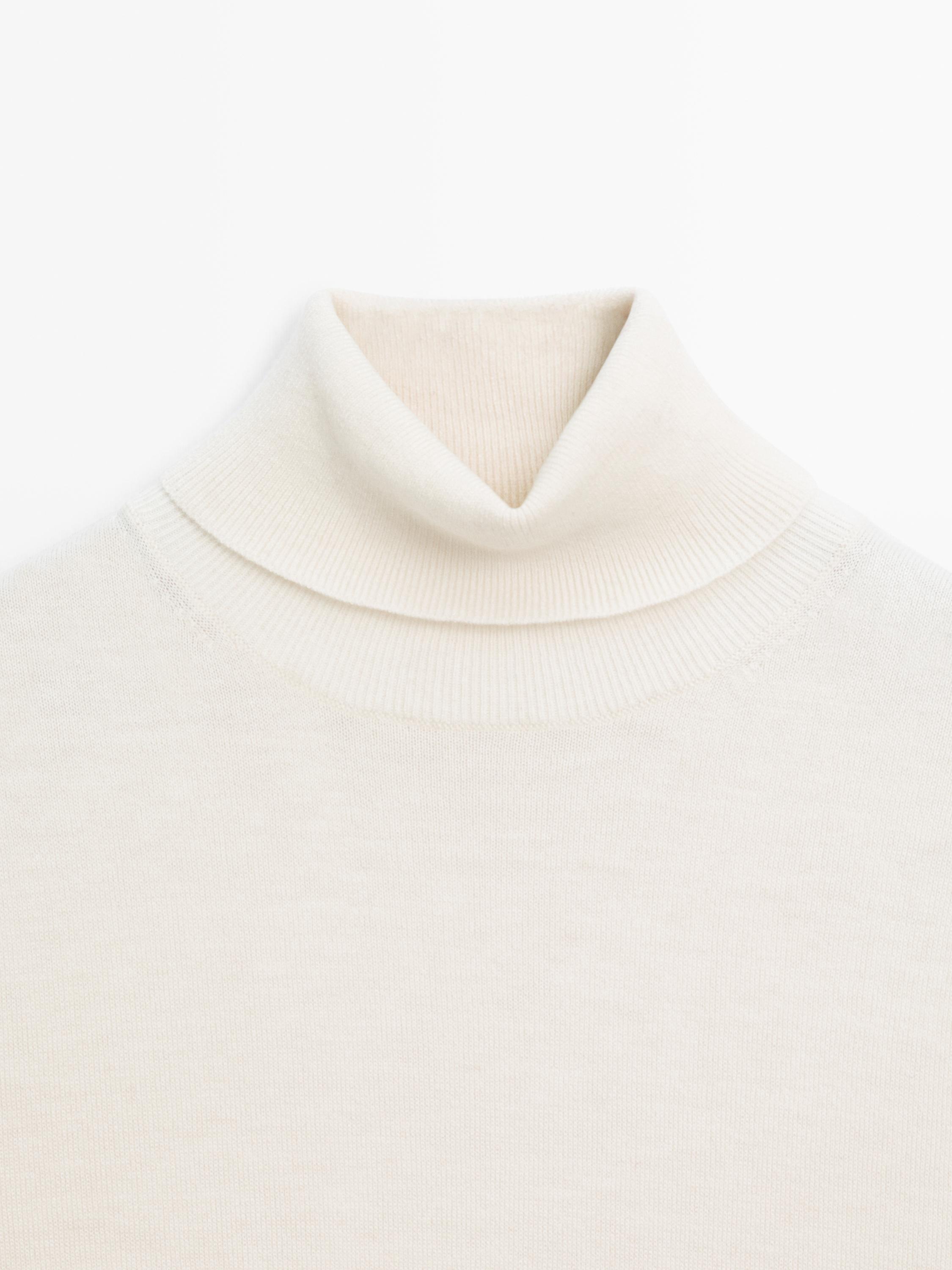 High neck wool blend sweater