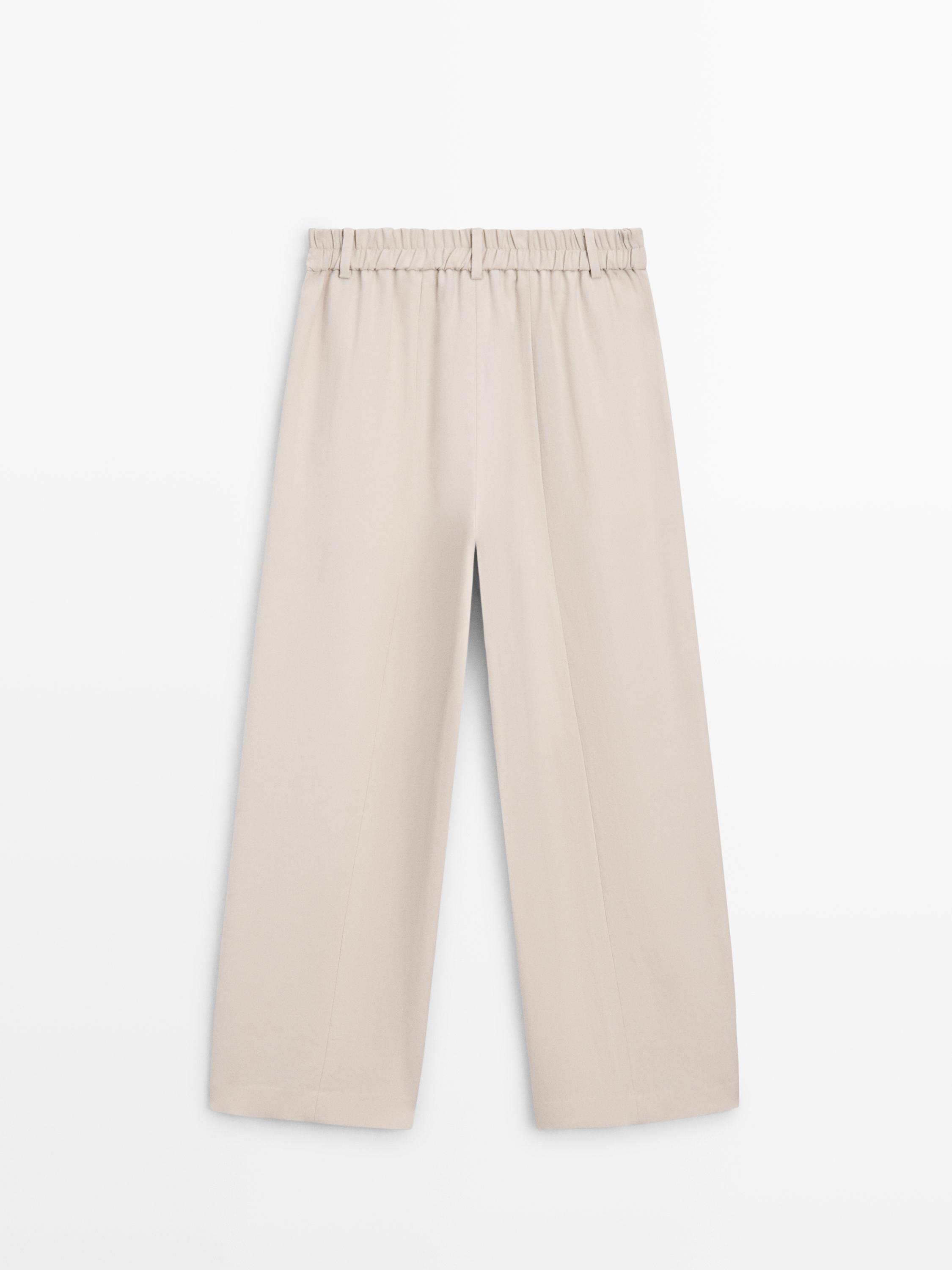 Flowing pants with elasticated waistband — CREAM