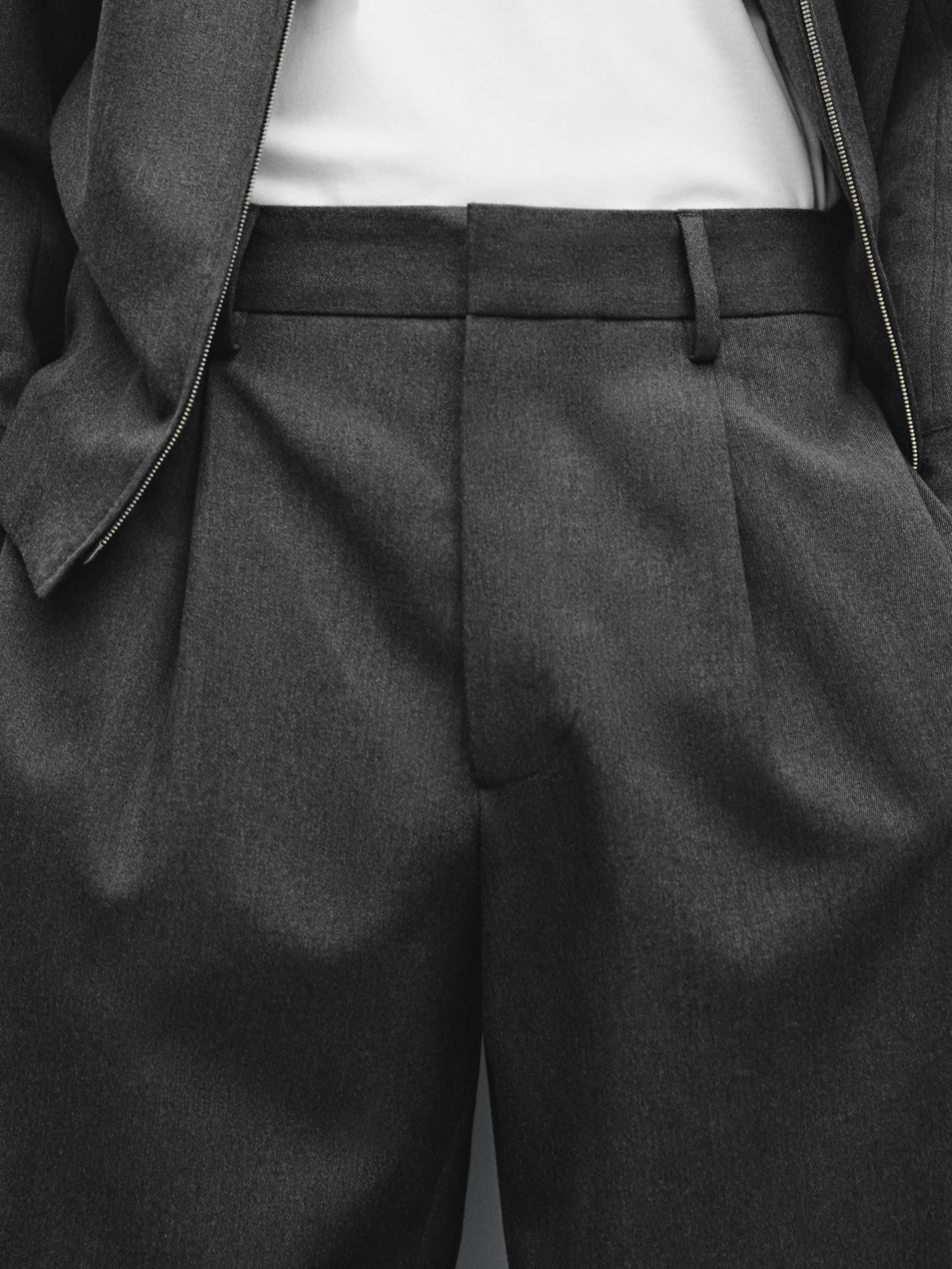 Wool blend darted trousers