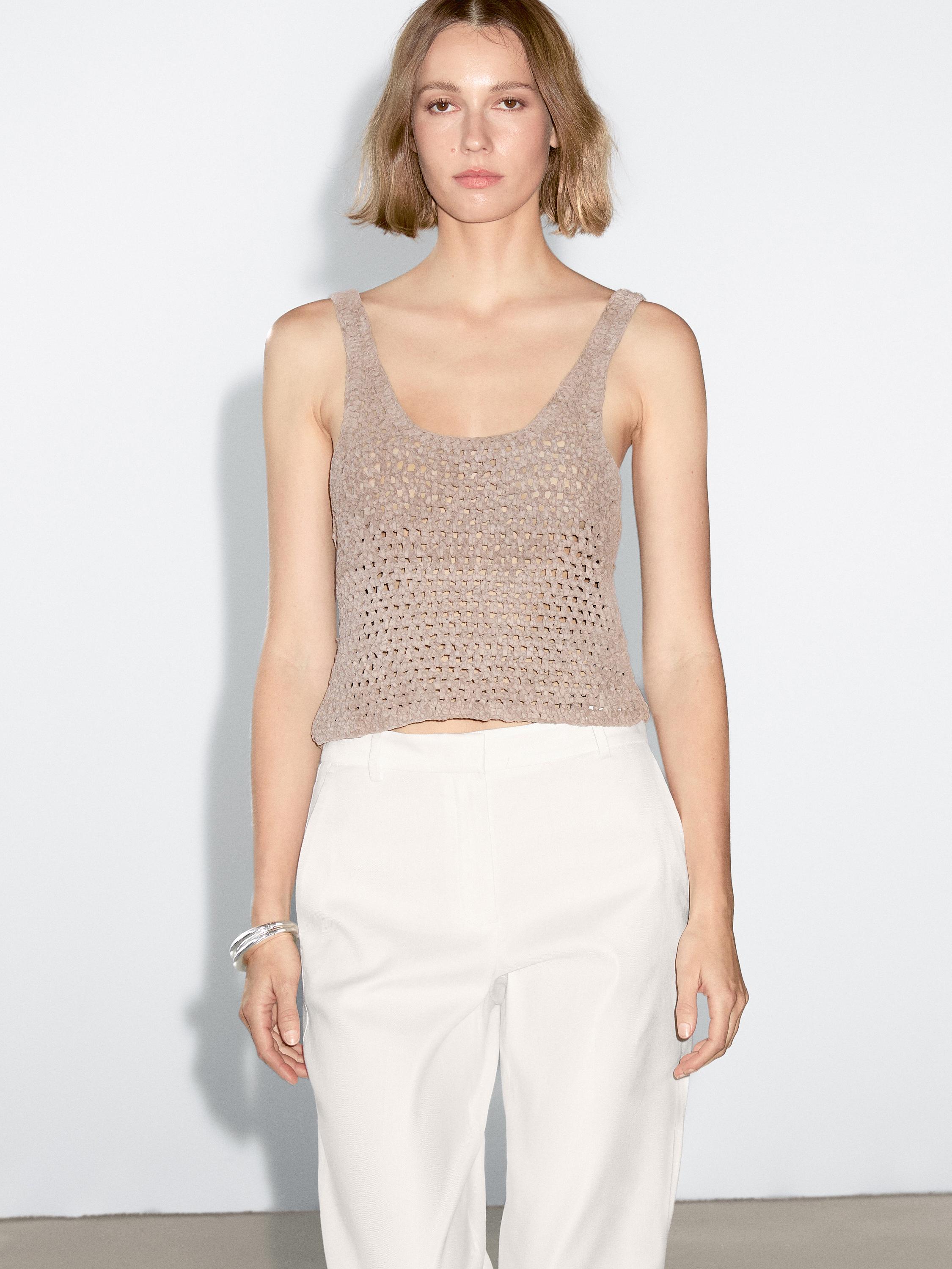 Stretch linen blend trousers