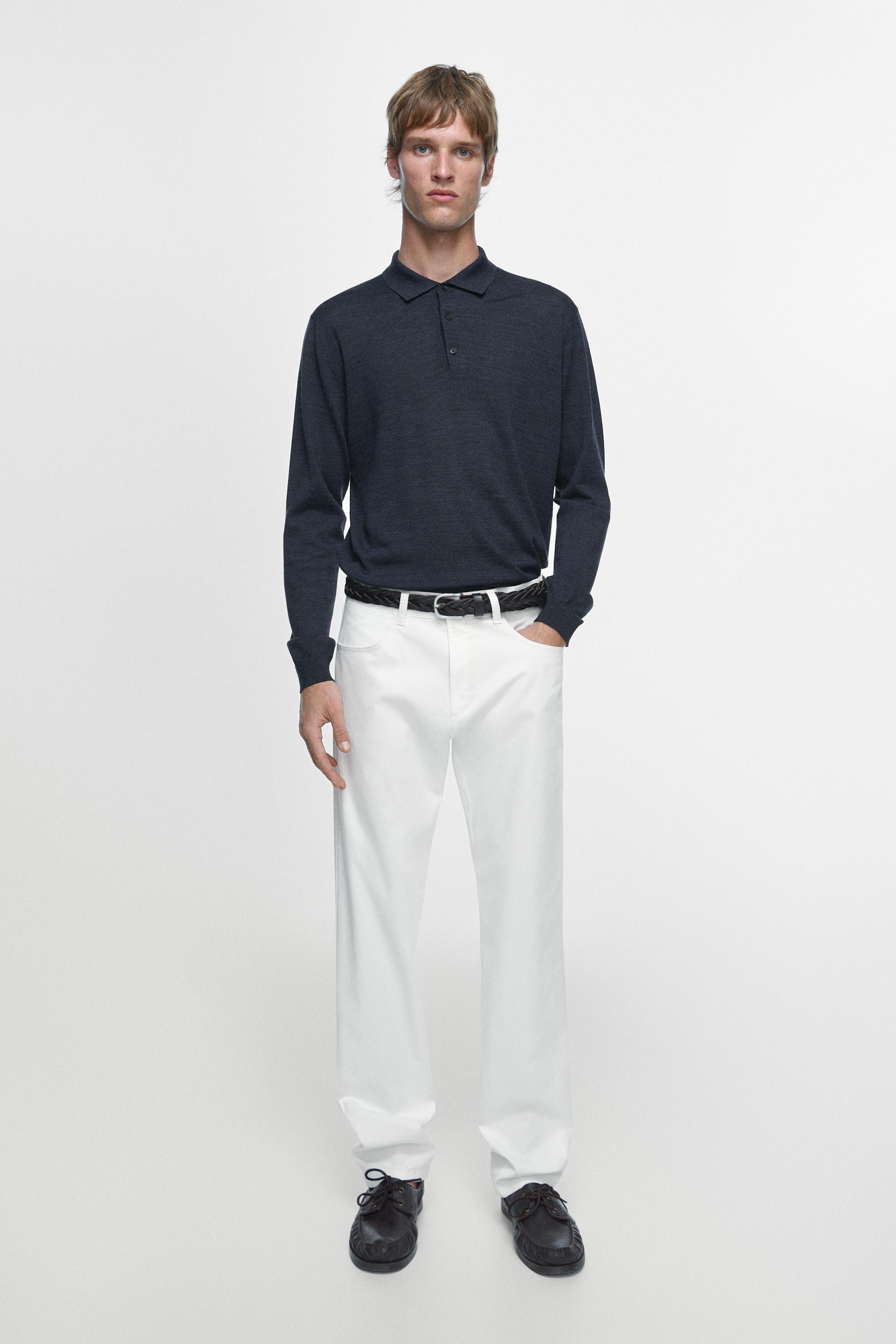 Slim fit denim-effect trousers — WHITE