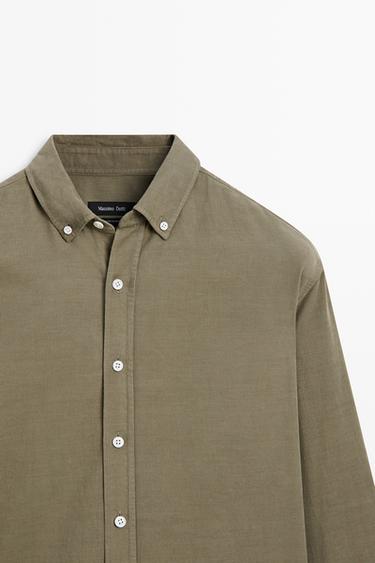 Regular fit needlecord shirt — GREEN 4