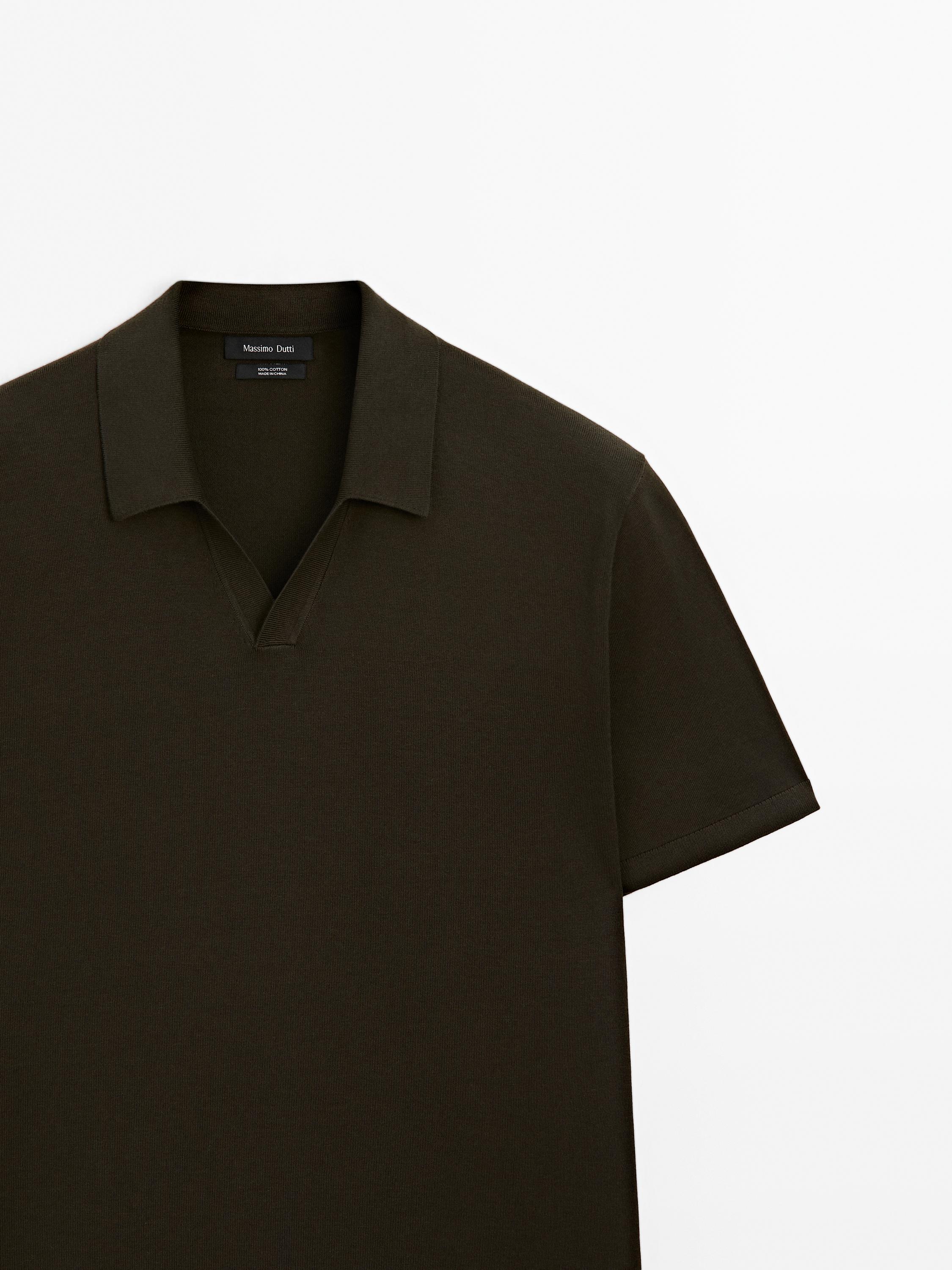 Short sleeve cotton knit polo shirt