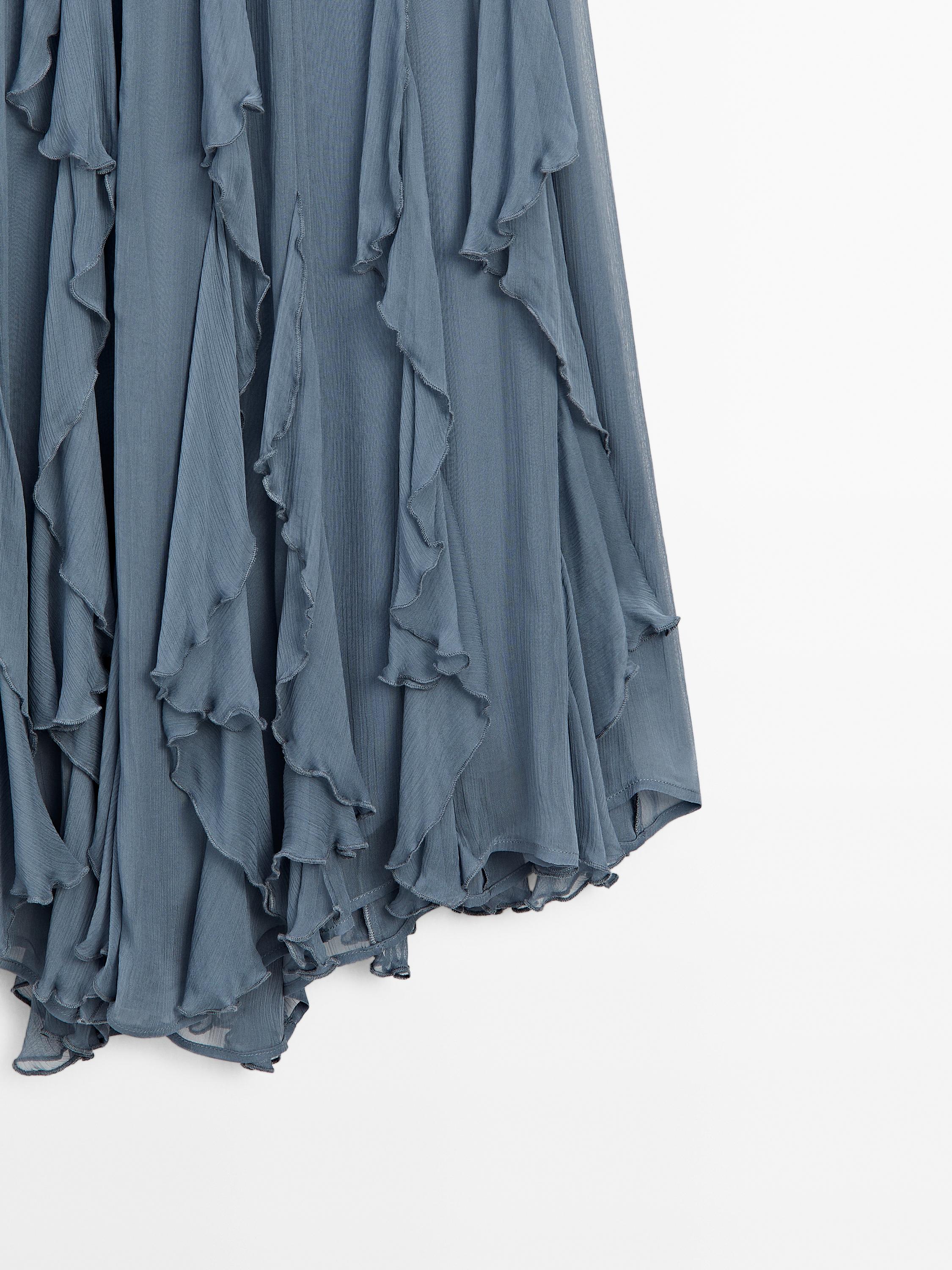 Midi skirt with ruffle detail