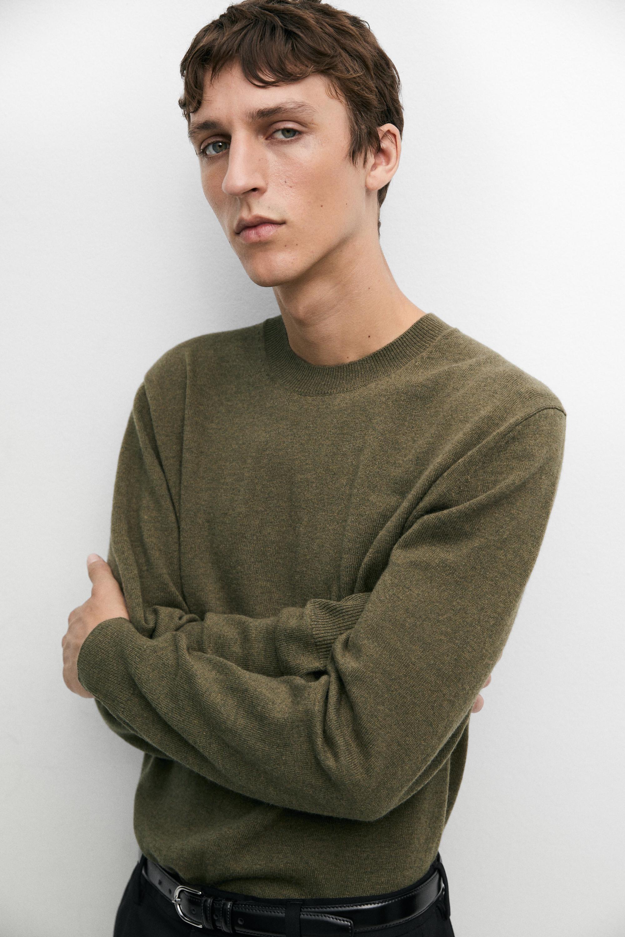 Wool blend round neck knit sweater — Sea green