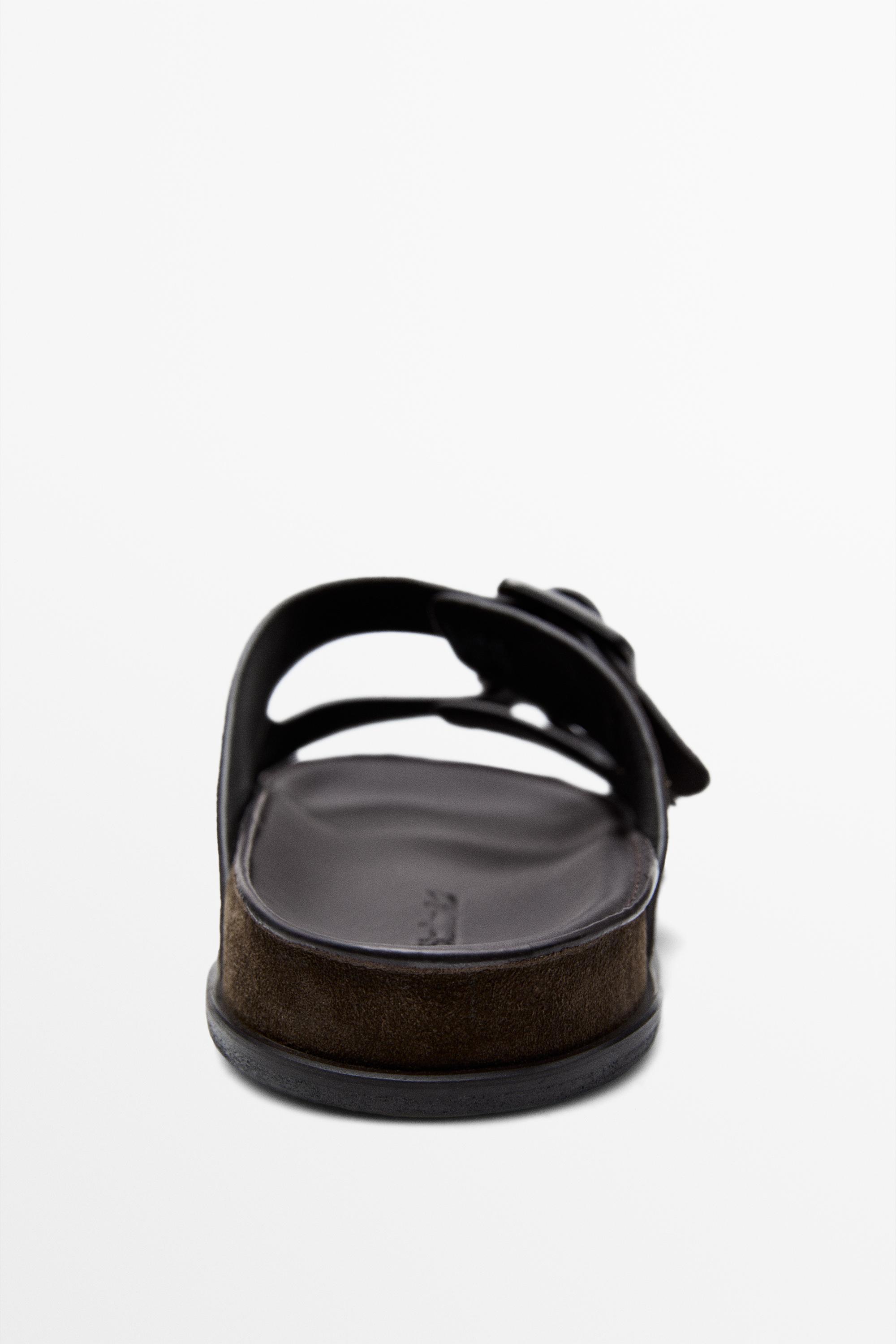 Buckled split leather sandals — OCHRE