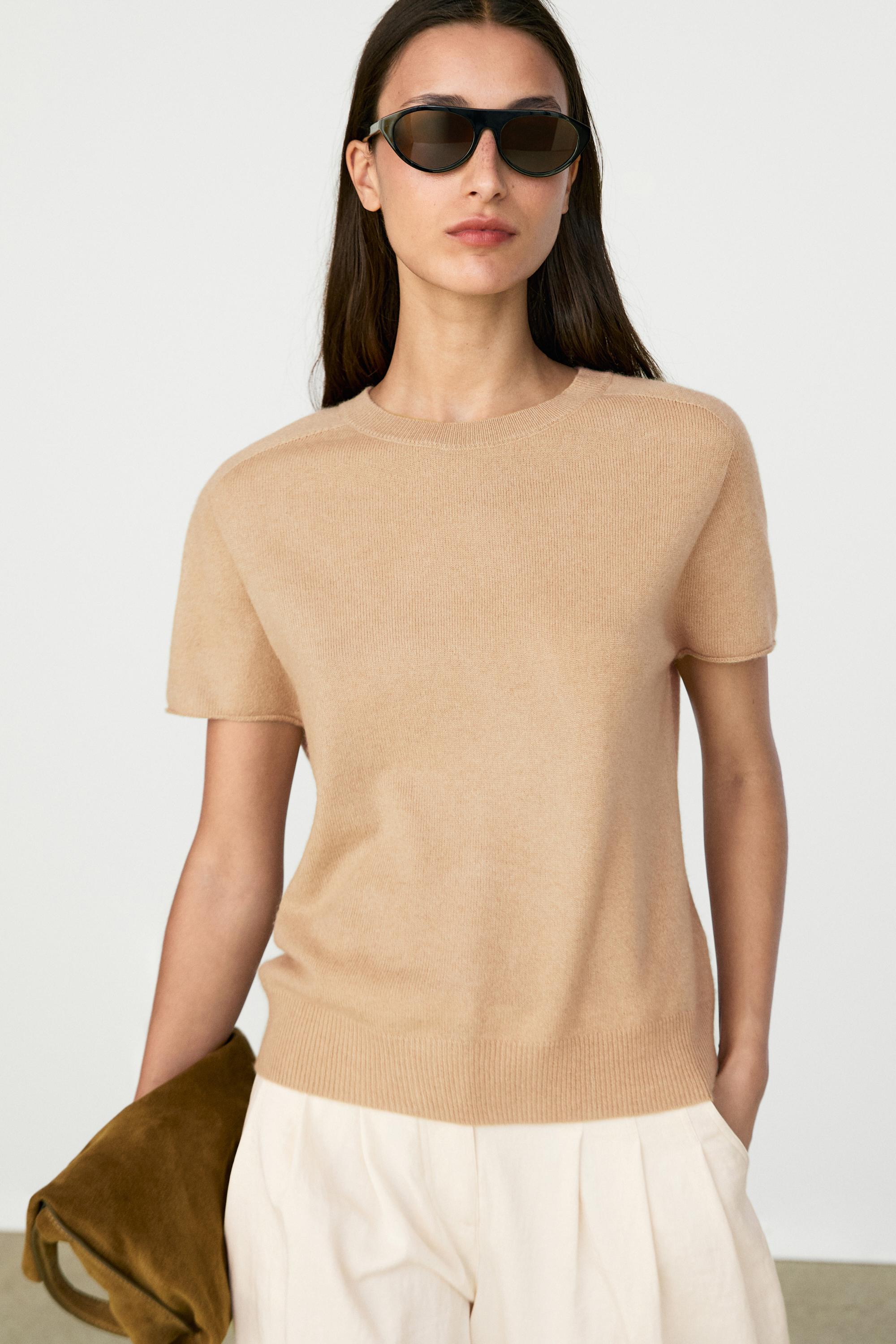 Jersey punto manga corta 100% cashmere