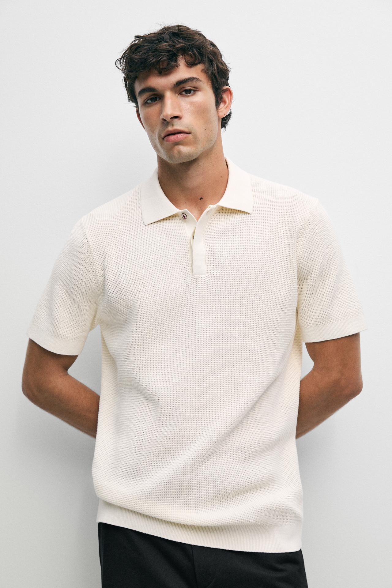 100% cotton short sleeve polo shirt — CREAM