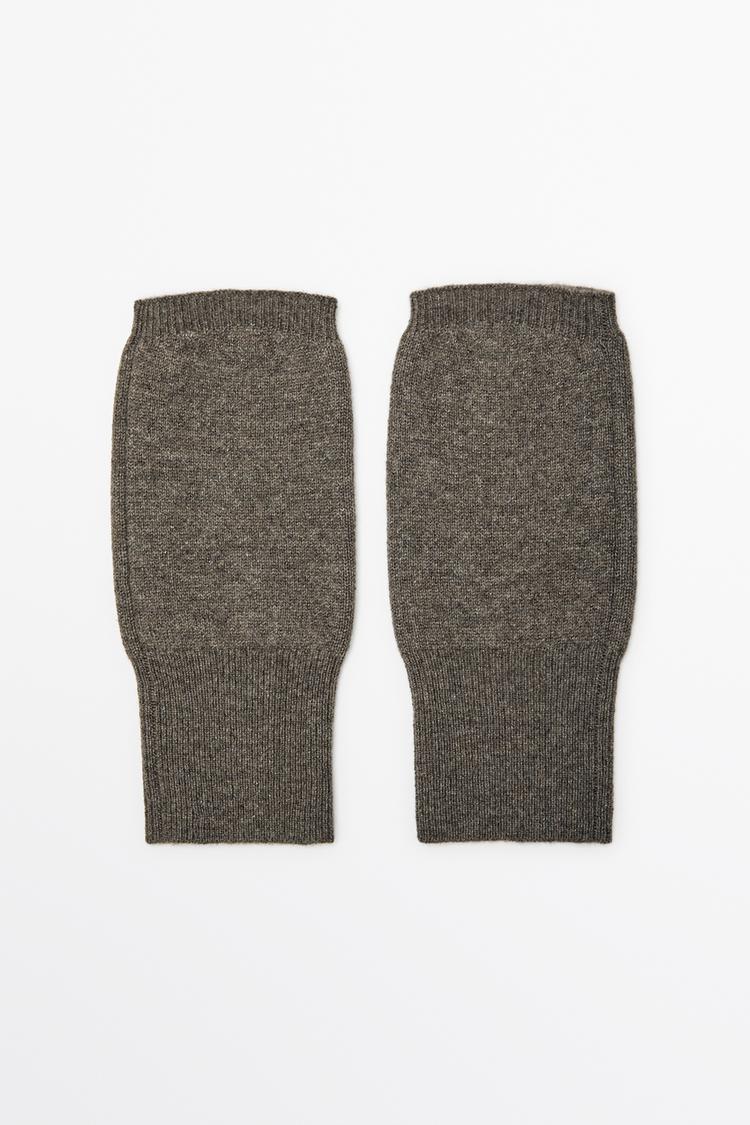 100% cashmere knit mittens — DARK KHAKI