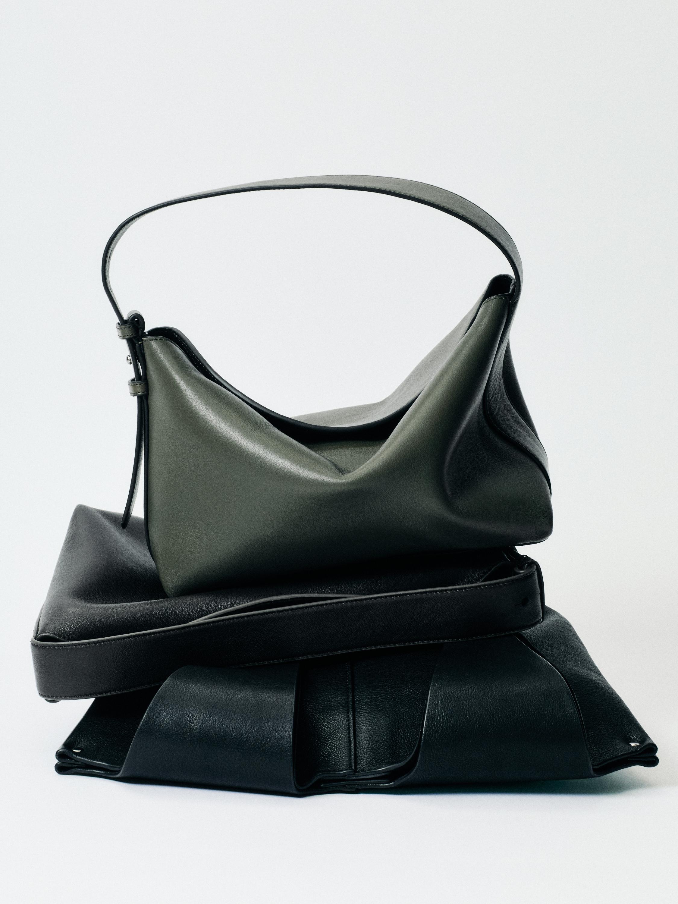 Small nappa leather shoulder bag — KHAKI