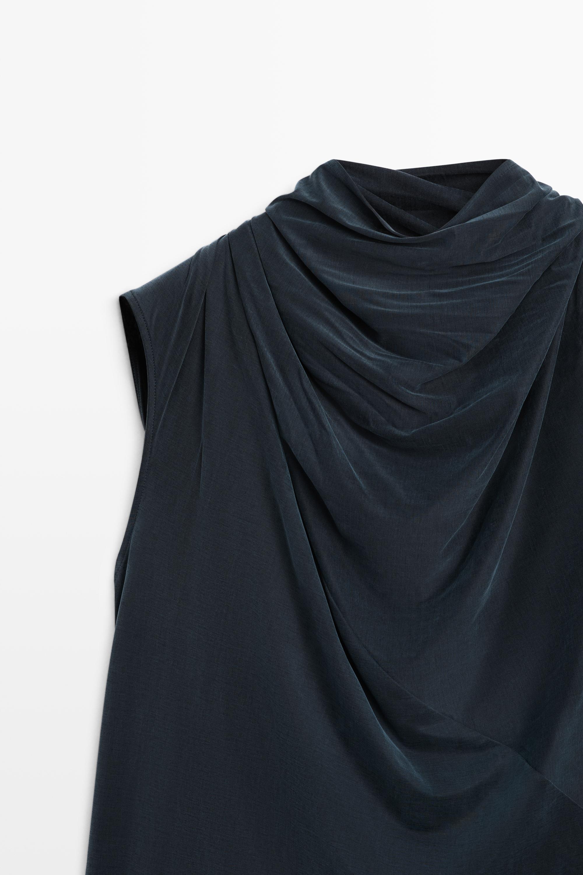 Draped back-tie top - STUDIO — BLUE